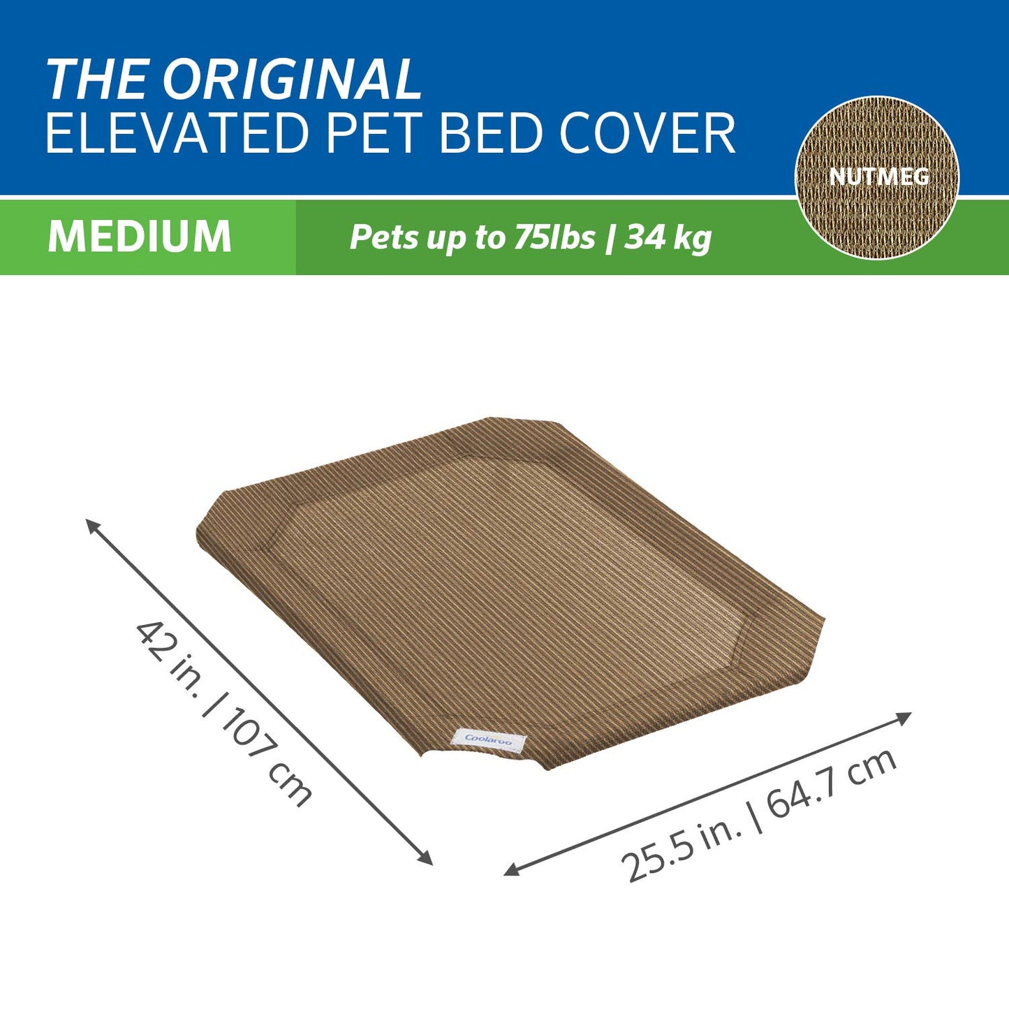 Coolaroo Elevated Pet Bed Replacement Cover Medium Nutmeg