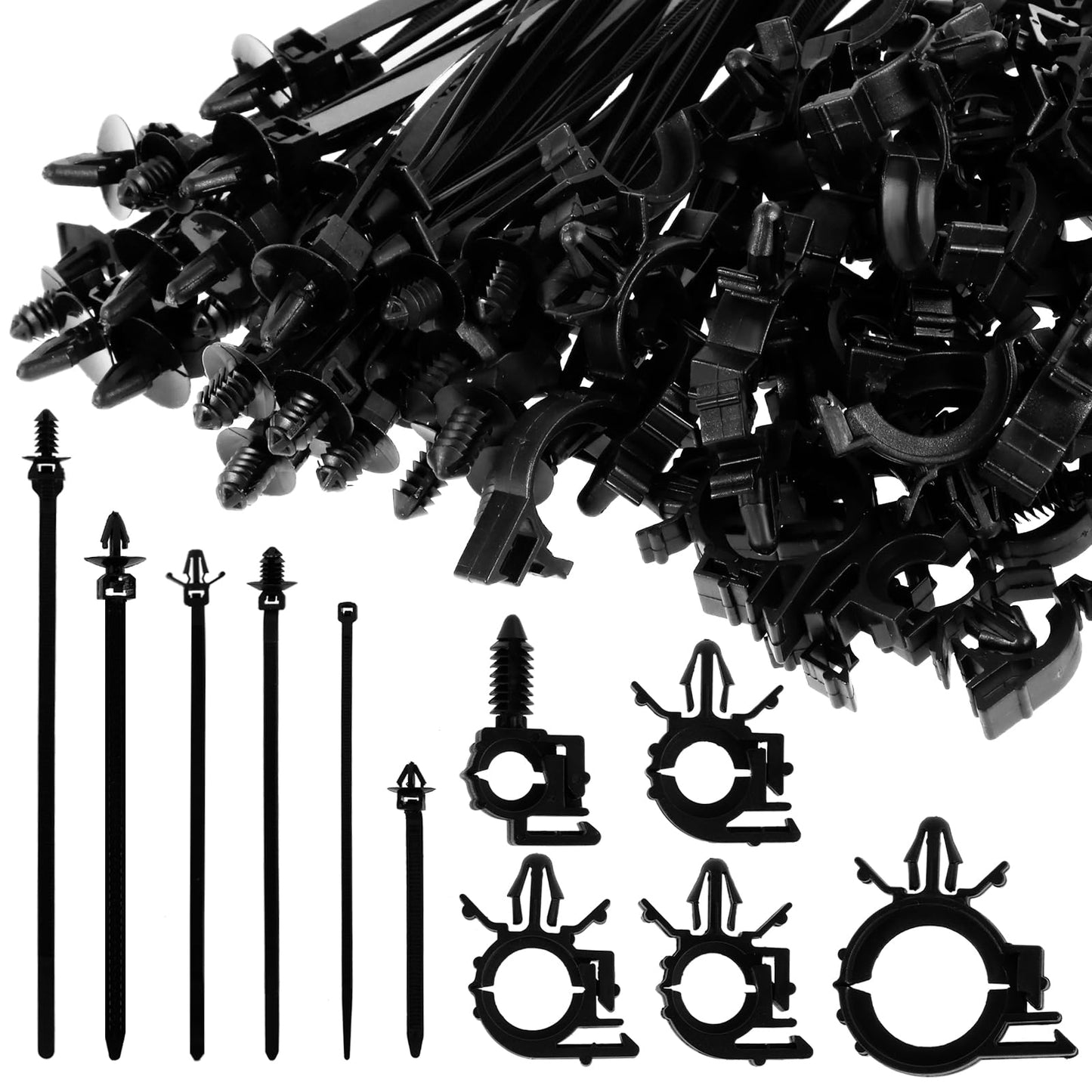 Abizarch 290Pcs Car Wire Harness Routing Clip Assortment Kit, 5 Different Sizes Wire Routing Clips Enduring Nylon Retainer Car Clips Replacement Parts for Most Cars Auto