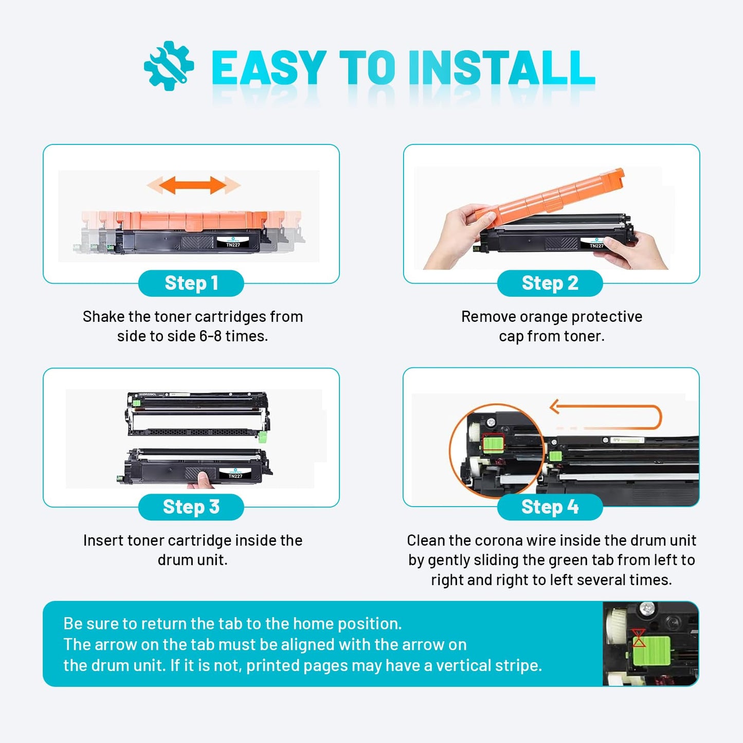 TN227 Toner Cartridges with Chip Replacement for Brother TN227 TN223 TN-227 TN-223 TN227BK Toner Cartridges Work with Brother MFC-L3770CDW MFC-L3710CW HL-L3270CDW HL-L3290CDW L3750CDW