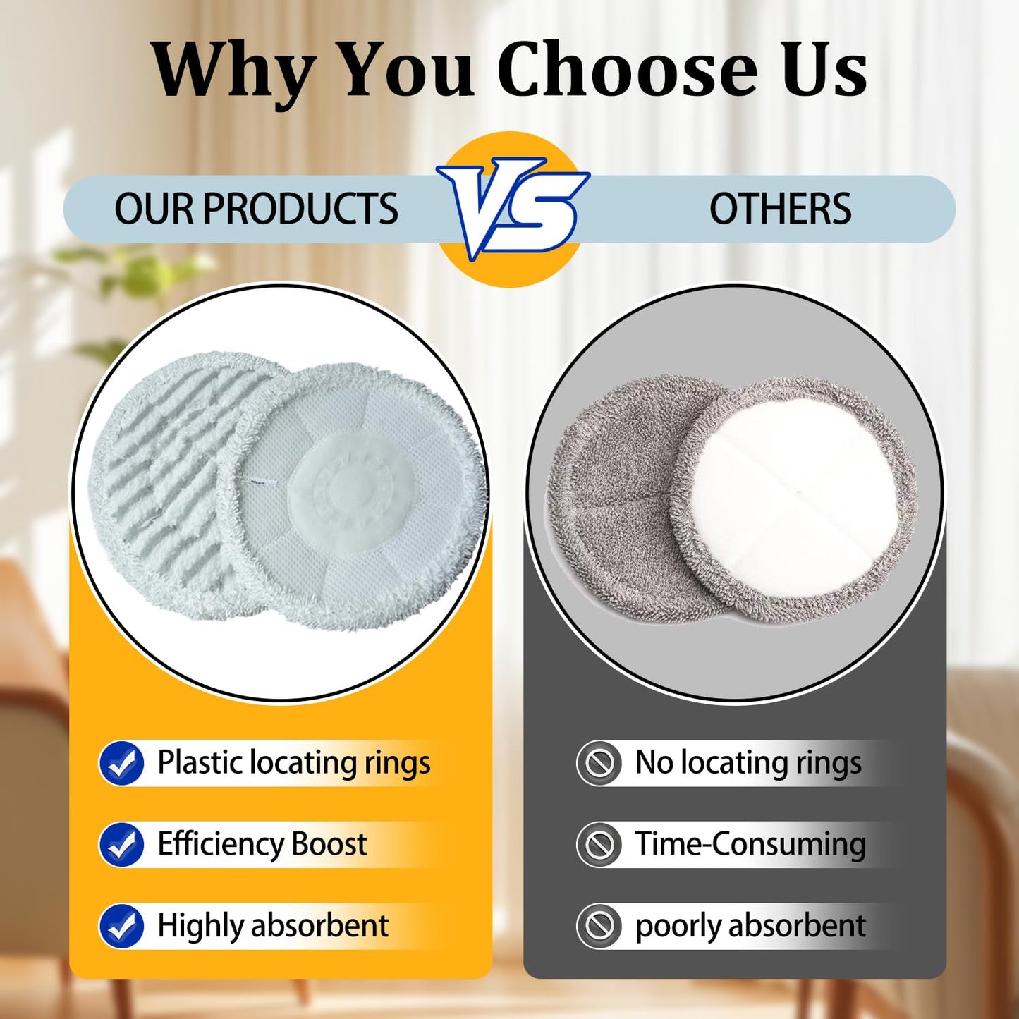 HXZIYI S7000 Replacement Steam Mop Pads for Shark S7001 S8201 S7000AMZ S8001 S7000 S7001TGT S7005 S7020 steam and Scrub mop Frosted Pad with Serrated Locator Ring（6Pack） (Gray)