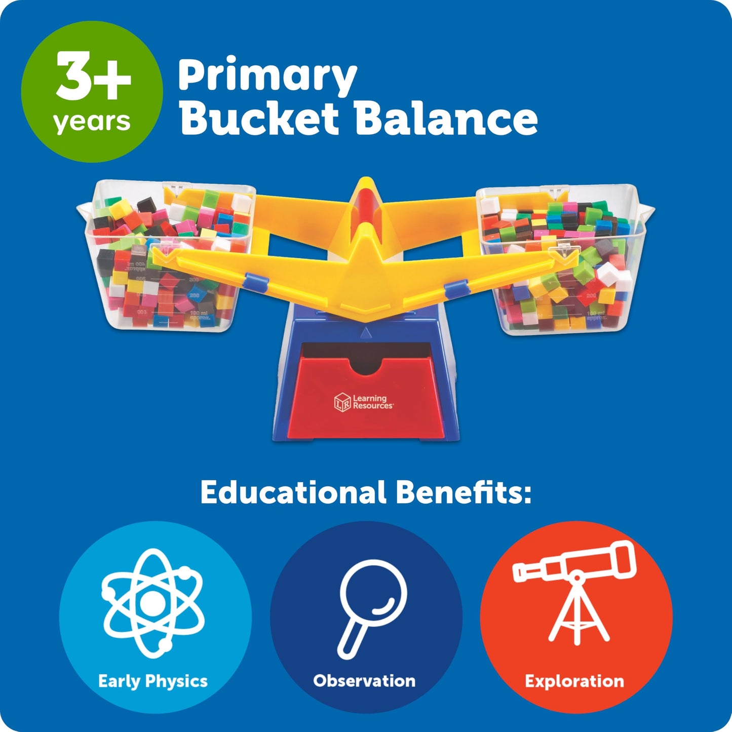 Learning Resources LER1521 Primary Bucket Balance Teaching Scale, Science/Math, Classroom Scale, Ages 3+