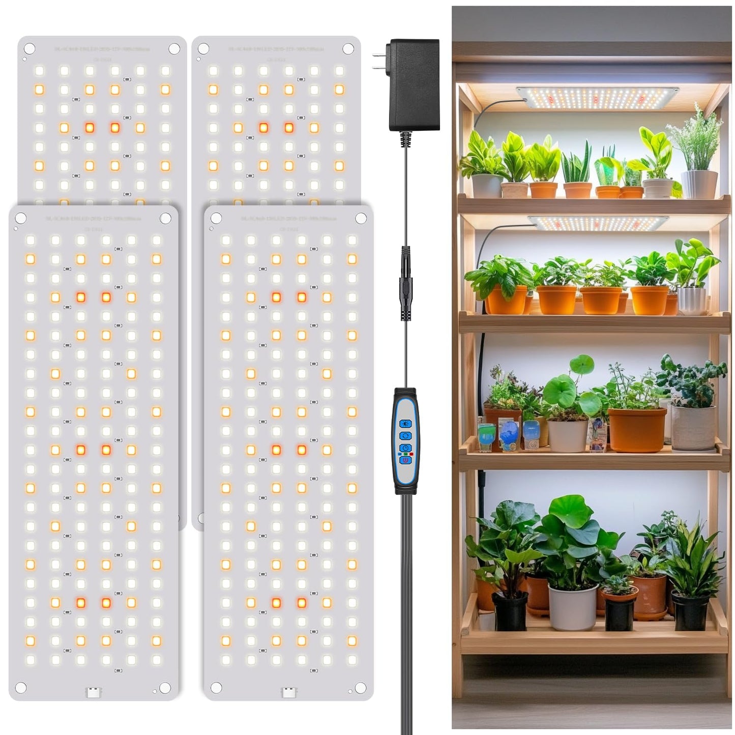 Aumtrly Grow Lights for Seed Starting, 552 LED Full Spectrum Plant Light Panel for Growing Indoor Plants, Slim Grow Lamp with UL Adapter, 6/12/16H Timer, 3 Light Modes, 5 Dimmable