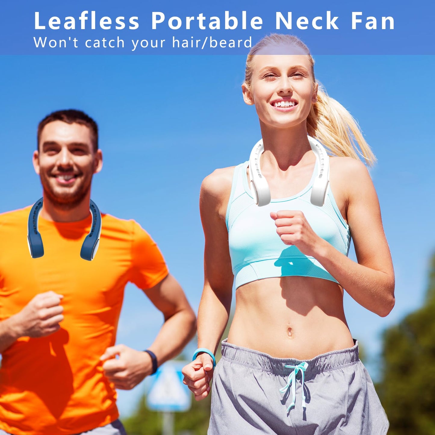 Pirvlin Neck Fan, Portable Neck Fan, 360° Airflow, Ultra Quiet, 3 Speeds, 5000mAh Personal Wearable Neck Fan, Free Your Hands, Suitable for BBQ, Concert, Outdoor Activities(White)