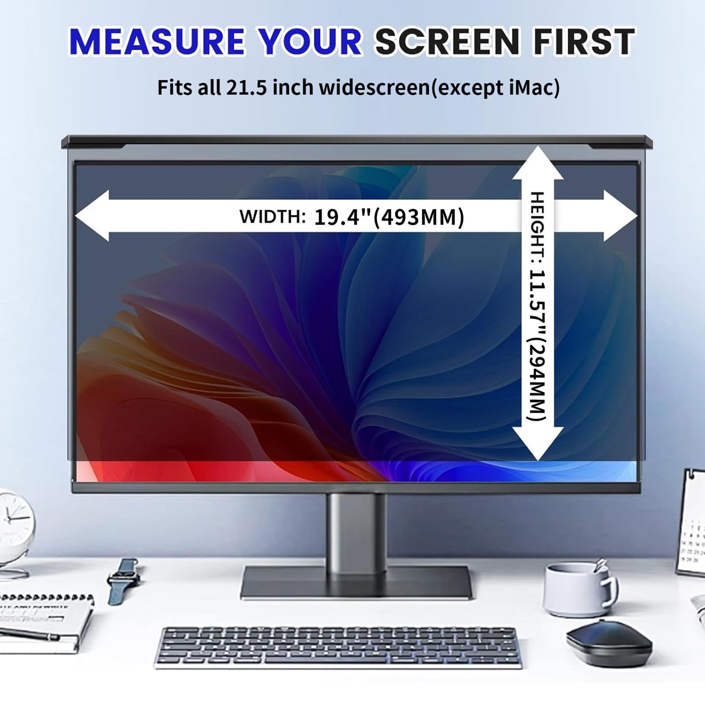ZpTsarinal Hanging 21.5 Inch Computer Privacy Screen Filter, Hanging Computer Screen Privacy Cover, Compatible with, 21.5 Inch 16:9 Widescreen Monitors, Protect Eyes from Glare and Blue Light