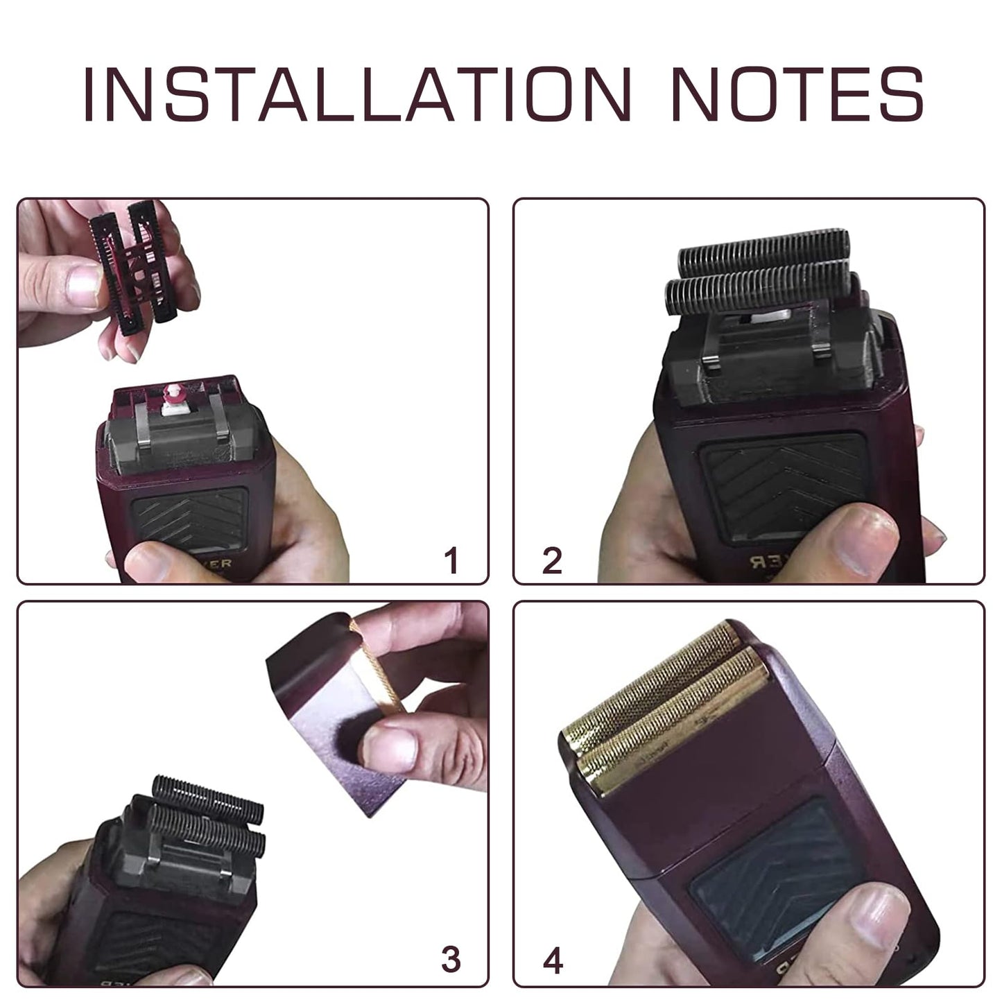 4 Pack Professional 5 Star Series Finale Shaver Replacement Foil and Cutter Bar Assembly Compatible with wahl Shaver Foil 7031-100, 7043-100 Super Close Shaving Replacement Heads (7031-4PCS)