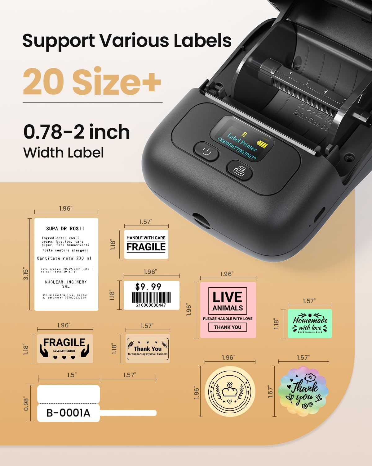 Phomemo M110 Label Printer with Tapes, 2 Inch Portable Thermal Label Maker for Home School Office Small Business Address, Barcode, Crafts, Retail, Support Smart Phone & Computer Connectivity