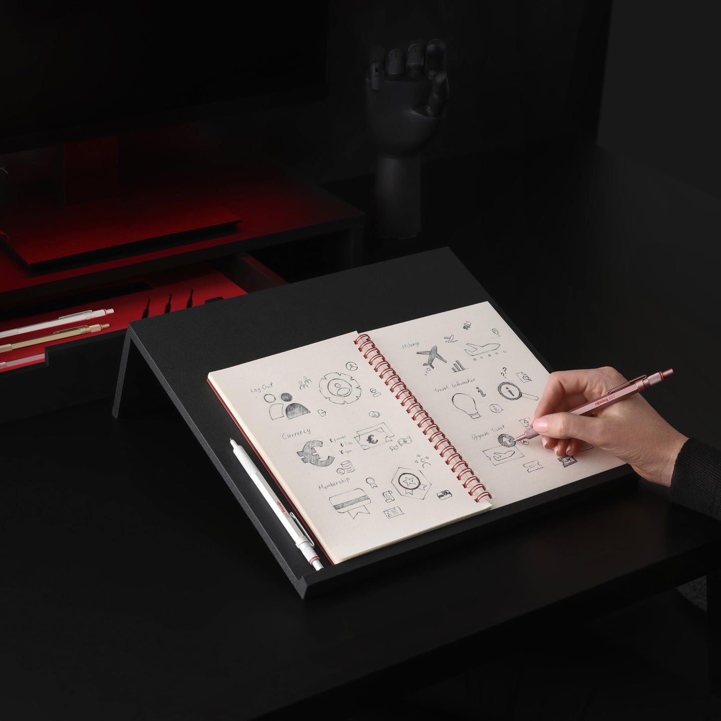 Rotring 600 Metallic Ballpoint Pen Medium Point Black Ink Pearl White Barrel Refillable 1 Count