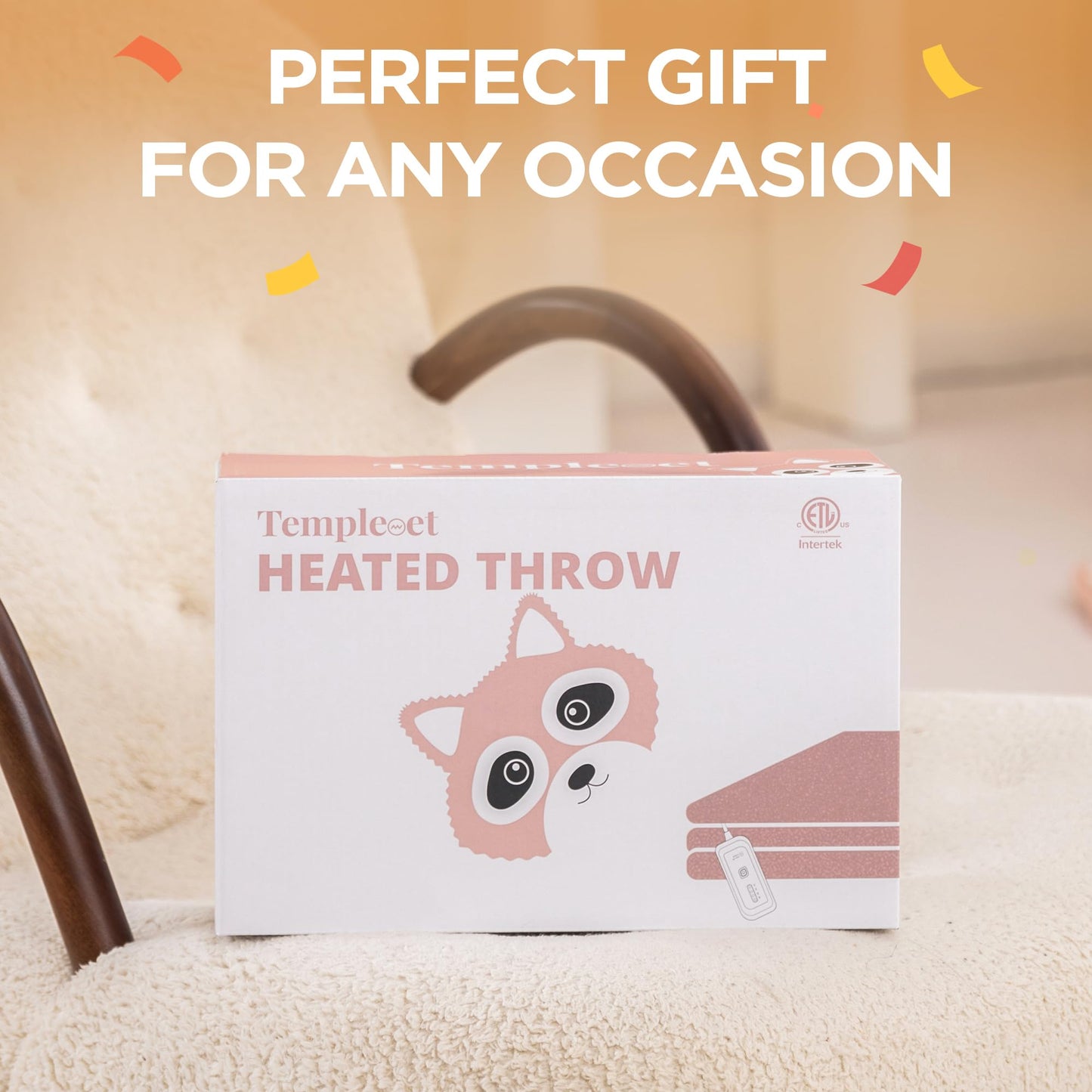 Templewet Heated Blanket Electric Throw 50" x 60" -Heated Throw Blanket with 4 Heating Levels & 3 Hours Auto Off,Machine Washable,ETL & FCC Certification,Over-Heat Protect（Candy Pink）