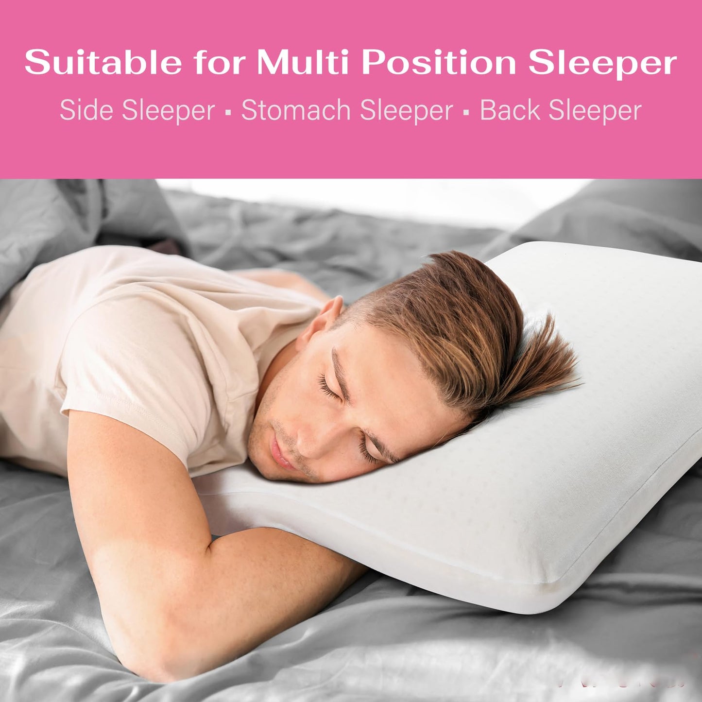 TCUNKSA 100% Talalay Latex Pillow Bed Pillow for Sleeping, Extra Soft Natural Latex Sleeping Pillow for Back, Stomach or Side Sleepers, Removable Breathable Cotton Cover (Queen (Extra Soft))