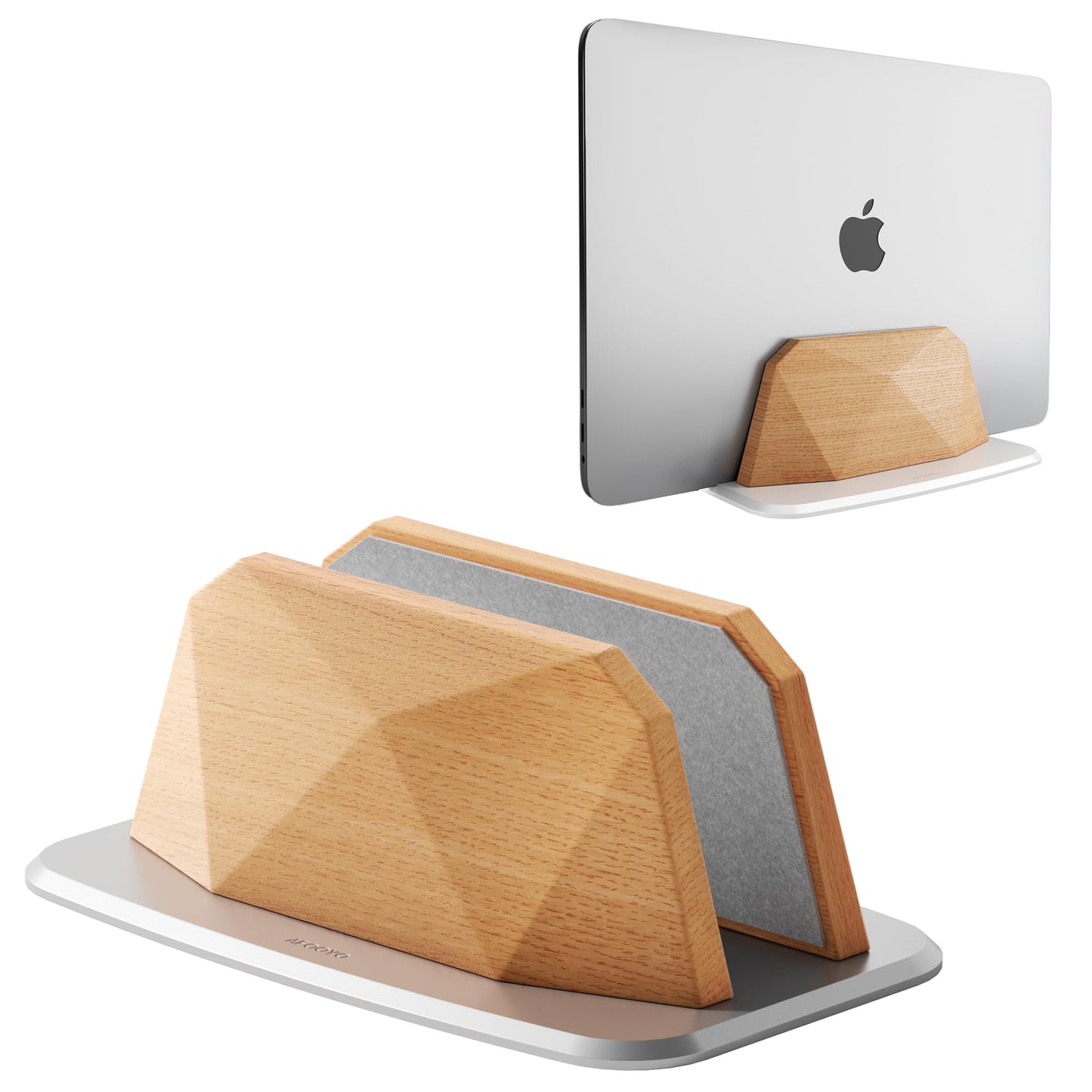 AFOOYO Vertical Laptop Stand - Wooden Adjustable Laptop Holder,Desktop Dock Compatible with All MacBook, Surface,Chromebook,Dell & More(Beechwood)