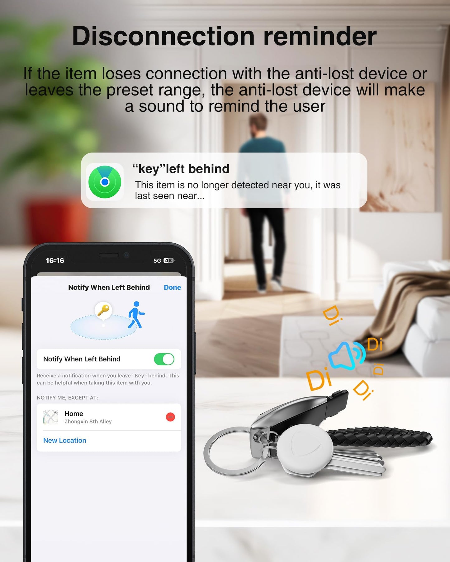 Air Tracker Tag - 2 Pack Smart Tag Bluetooth Key Finder Compatible with Apple Find My (iOS Only), Item Finder 100dB Sound, Tracker Device for Bike, Wallets, Car, Luggages, Replaceable Battery, White