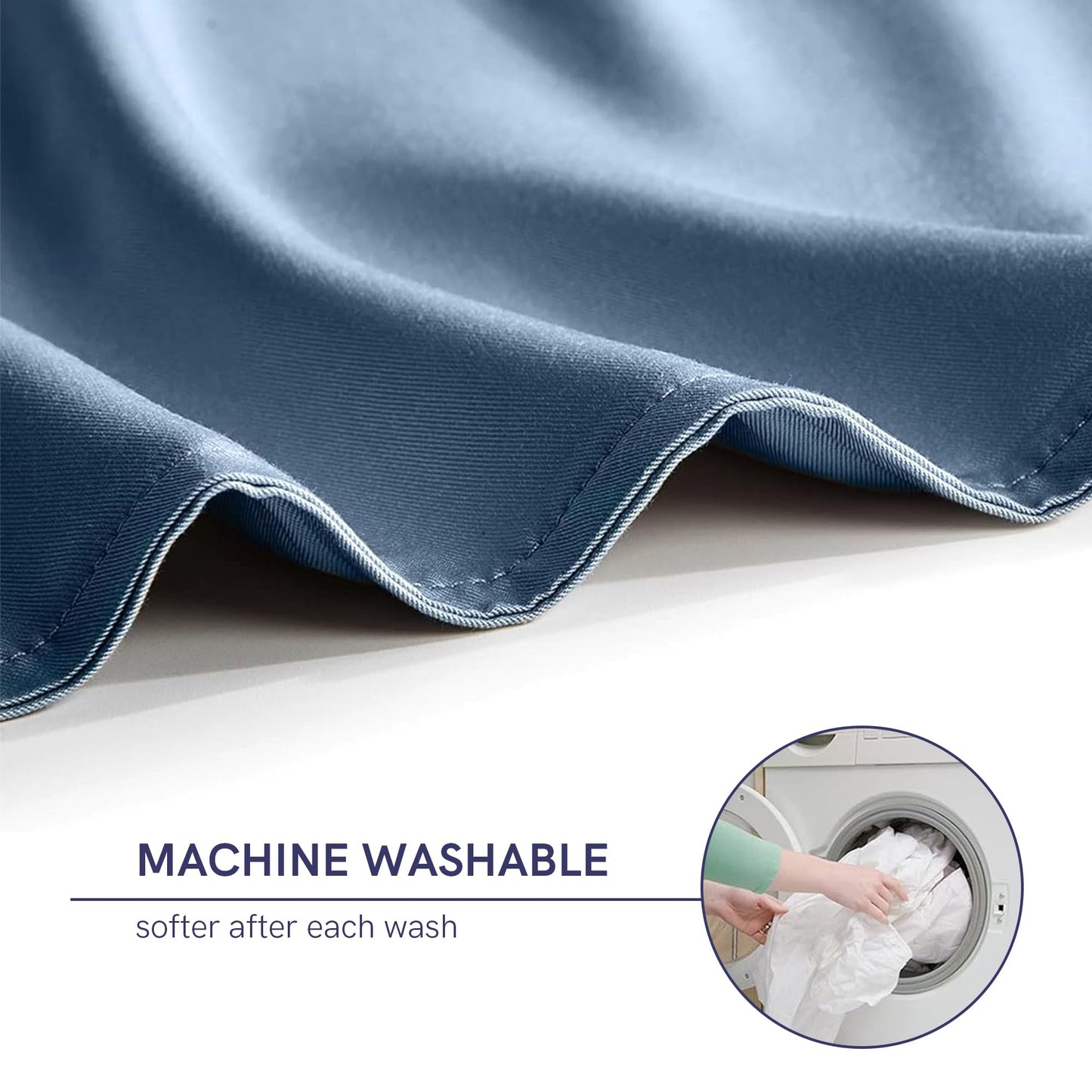 YnM 60 x 80 inch Natural Bamboo Cooling Machine Washable Duvet Cover for Weighted Blankets, Blue Grey