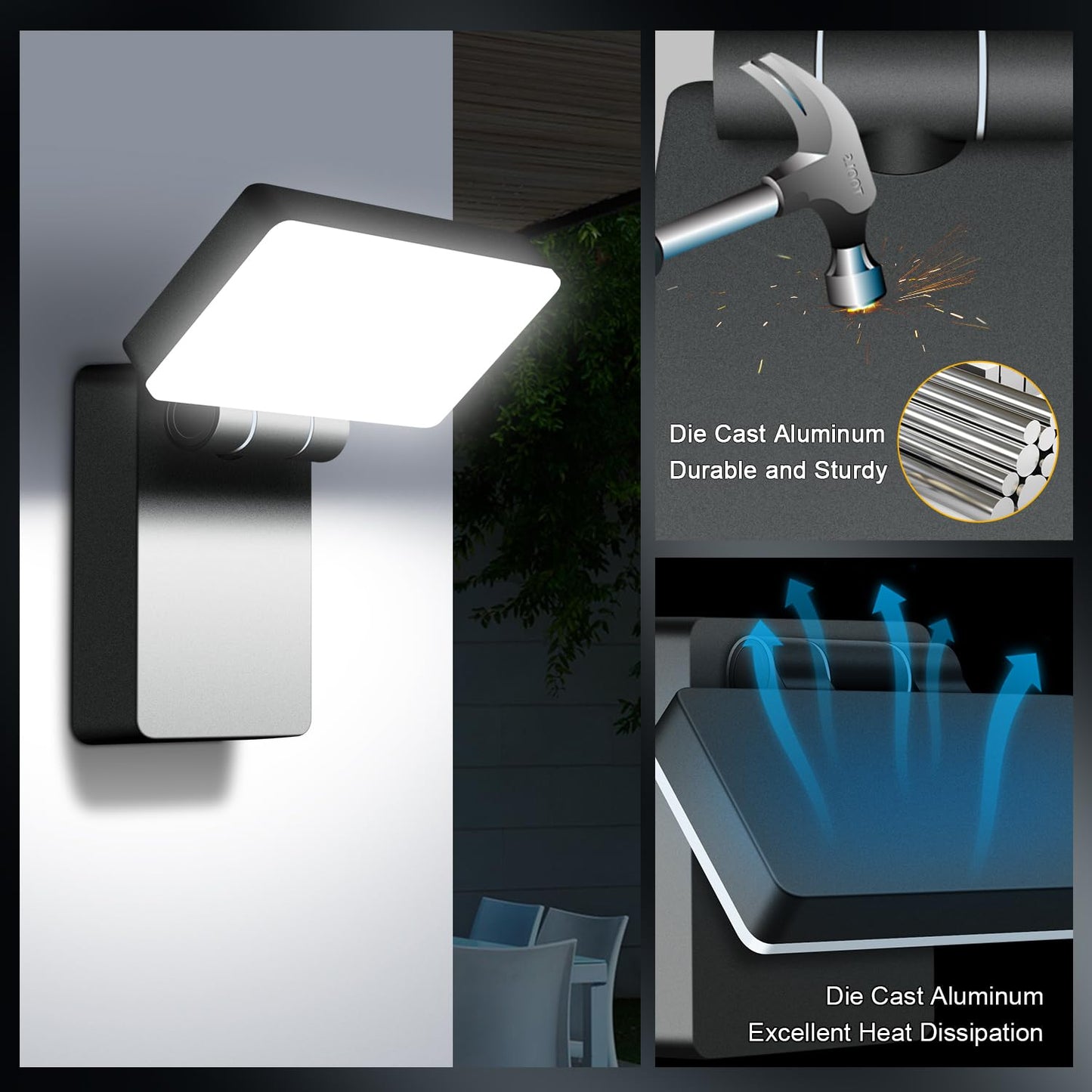 40W LED Wall Lights Outdoor Rotatable 360 Degree LED Wall Pack 4000LM 5000K Security Flood Light Switch Control Waterproof IP65 for Garage Yard Barn Porch