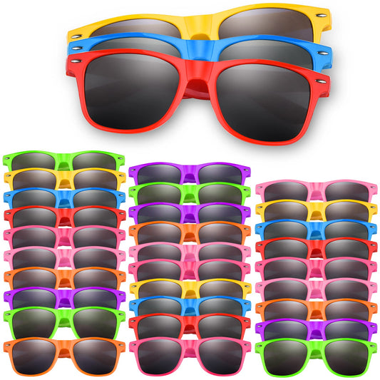 ASTARON 64 Pcs Sunglasses Bulk Neon Party Favors Goody Bag Fillers for Beach Wedding Pool Party Supplies, 8 Colors