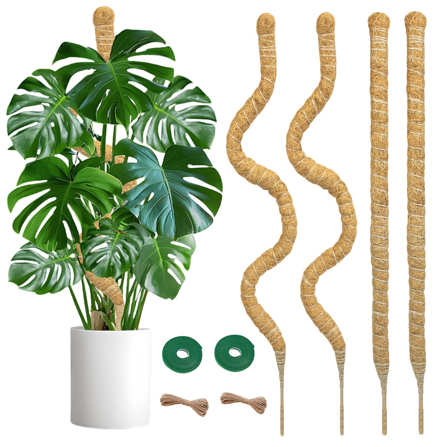 SYCARON Moss Pole, 4 PCS 47.2 Inches Moss Pole Plant Support Monstera, Coco Coir Plant Support Stakes for Small/Medium Potted Climbing Plants, Indoor Plants to Grow Upwards