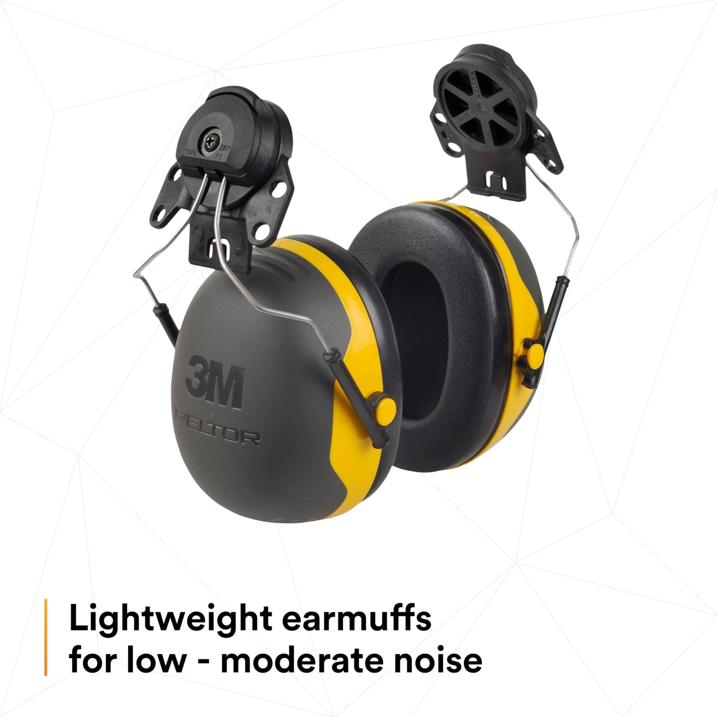 3M PELTOR Ear Muffs, Noise Protection, Hard Hat Attachment, NRR 24 dB, Construction, Manufacturing, Maintenance, Automotive, Woodworking, X2P3E