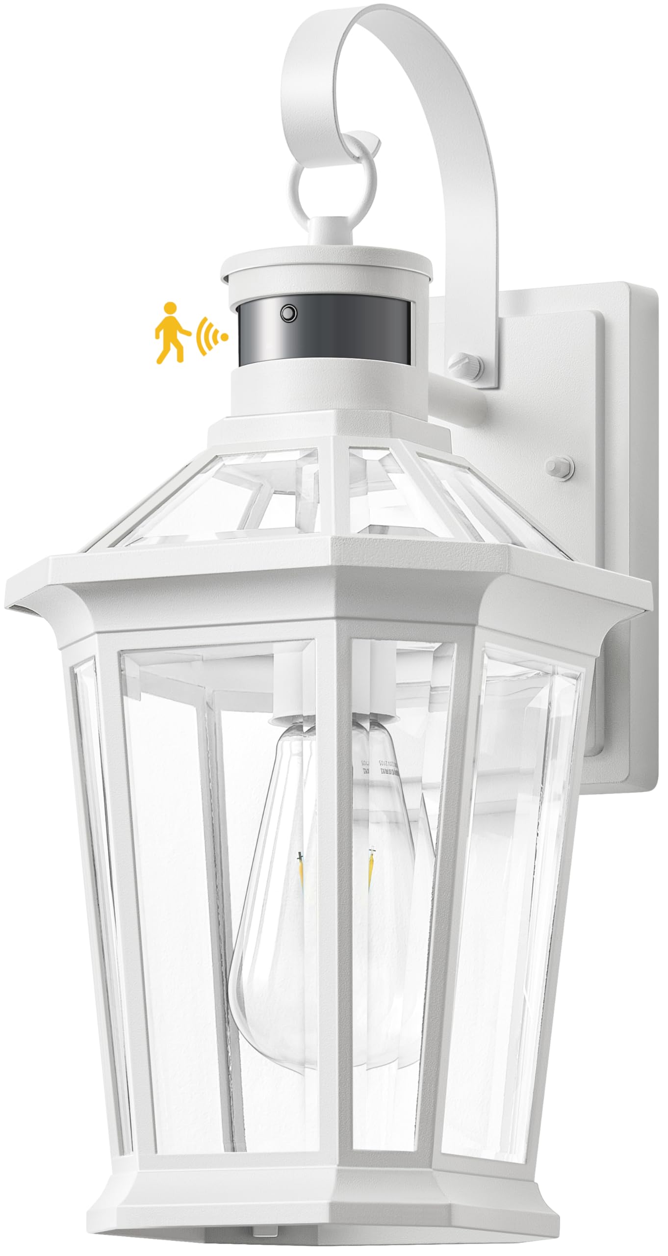 VIANIS Outdoor Wall Lantern with Motion Sensor, Dusk to Dawn Exterior Light Fixtures Wall Mount, Modern White Outside Front Porch Light, Anti-Rust 100% Aluminum Outdoor Wall Sconce for Garage