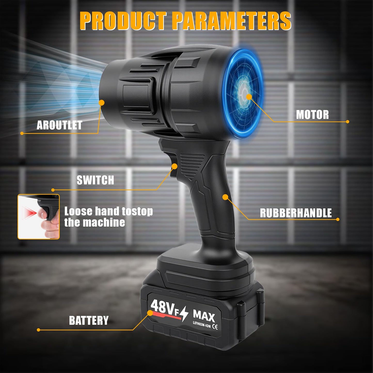 BBTEQEKN Cordless Leaf Blower, 400000 RPM Handheld Leaf Blower with 2 x 3.0 Ah Battery, Adjustable Speed, 21V Cordless Leaf Blowers, for Lawn, Patio, Camping