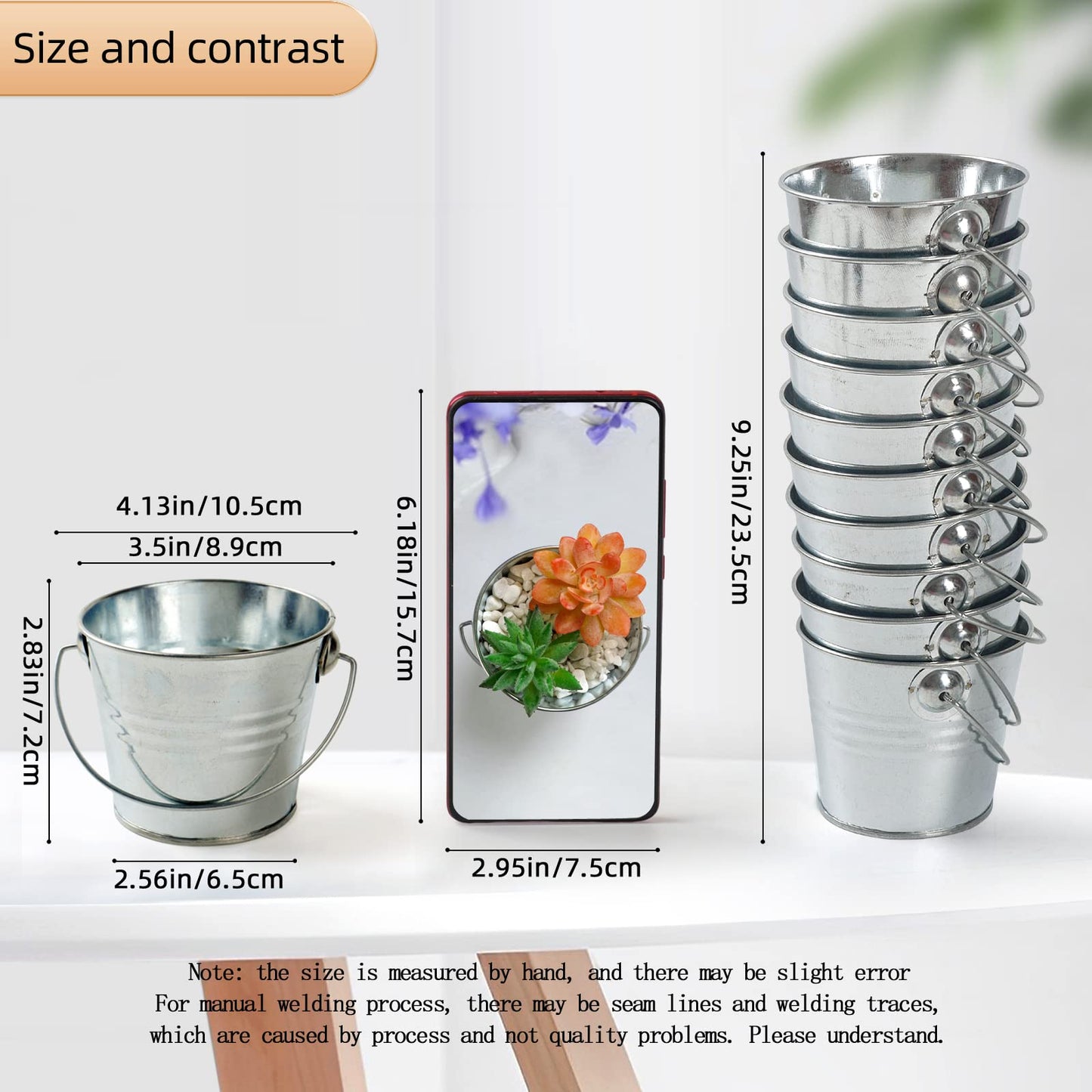 GDYOOSHOW 10pcs 3 inch Tall Galvanized Metal Buckets Mini Planters for Succulent,Centerpieces for Party, Wedding Ornaments. (10pcs mini Buckets)