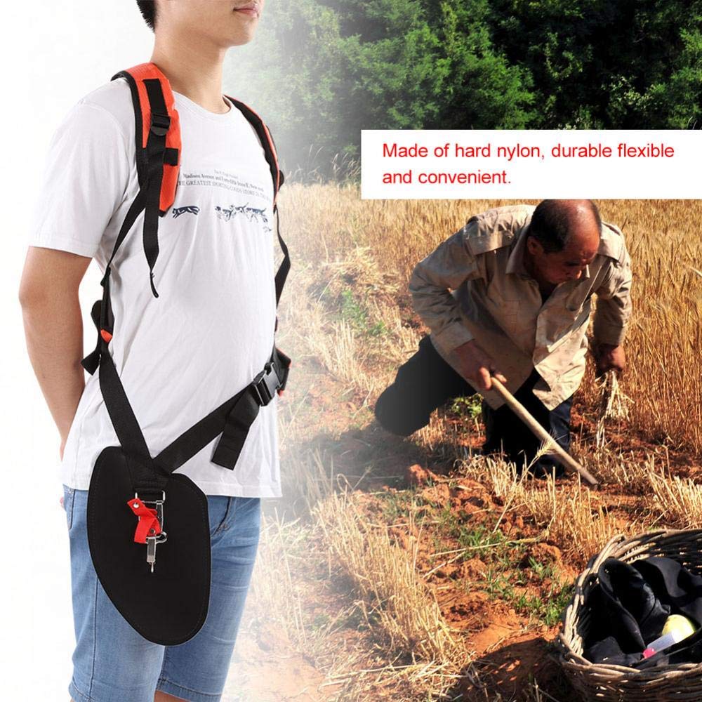 Trimmer Double Shoulder Strap Harness, String Trimmer Full Harness Strap, Brushcutter Shoulder Harness Double Shoulder Strap Mower Nylon Y-shaped Belt for Brush Cutter Chainsaw Garden (Orange)