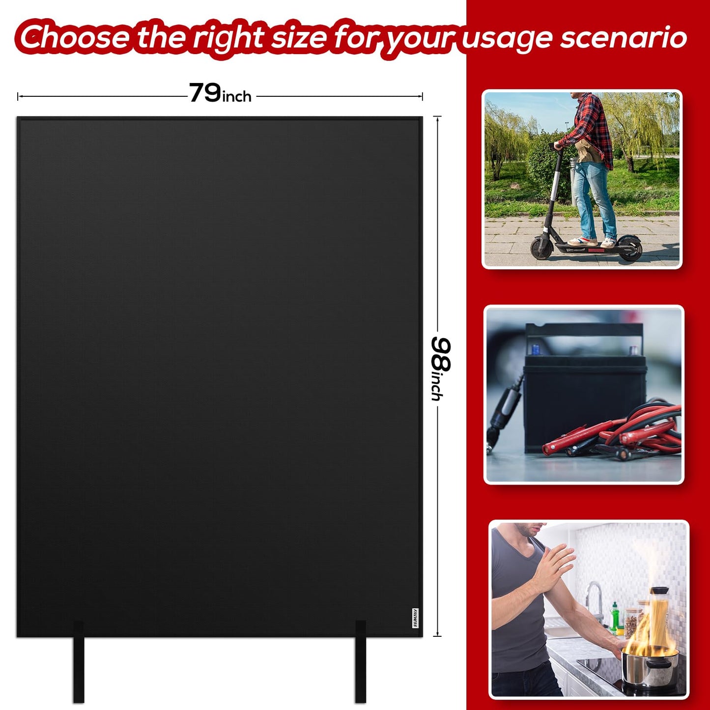 FIREWESS Lipo Battery Fireproof Cover Battery Safe Blanket for Ebike and Escooter Storage,Charging and Discharging, Fire Blanket for Lithium Battery (79x98 inch)