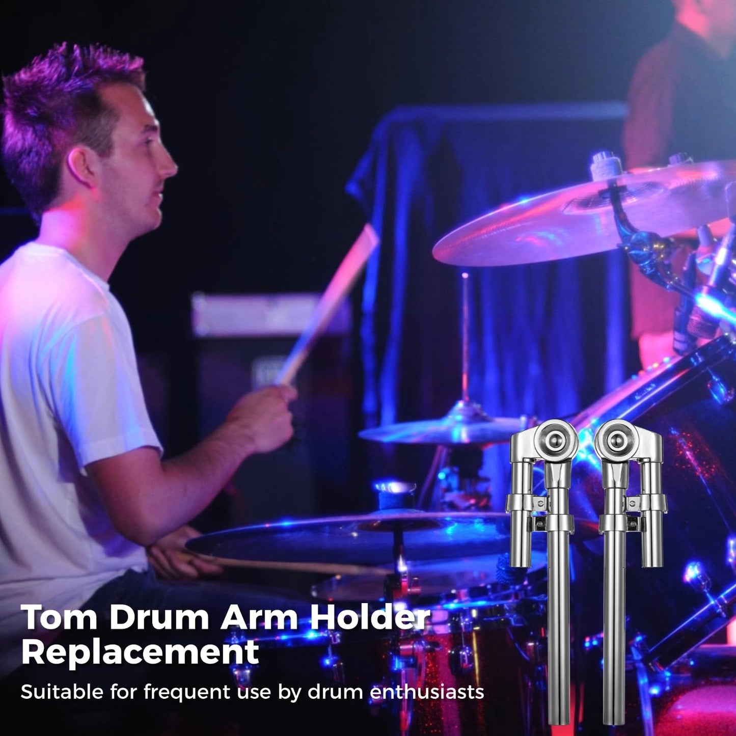 2 PCS Tom Drum Brackets, Tom Mount Holder Arm, Adjustable Tom Mounting Holder, Sturdy Metal Tom Drum Replacement Stand, Stable Support for Tom Drums, Percussion Instrument Accessories