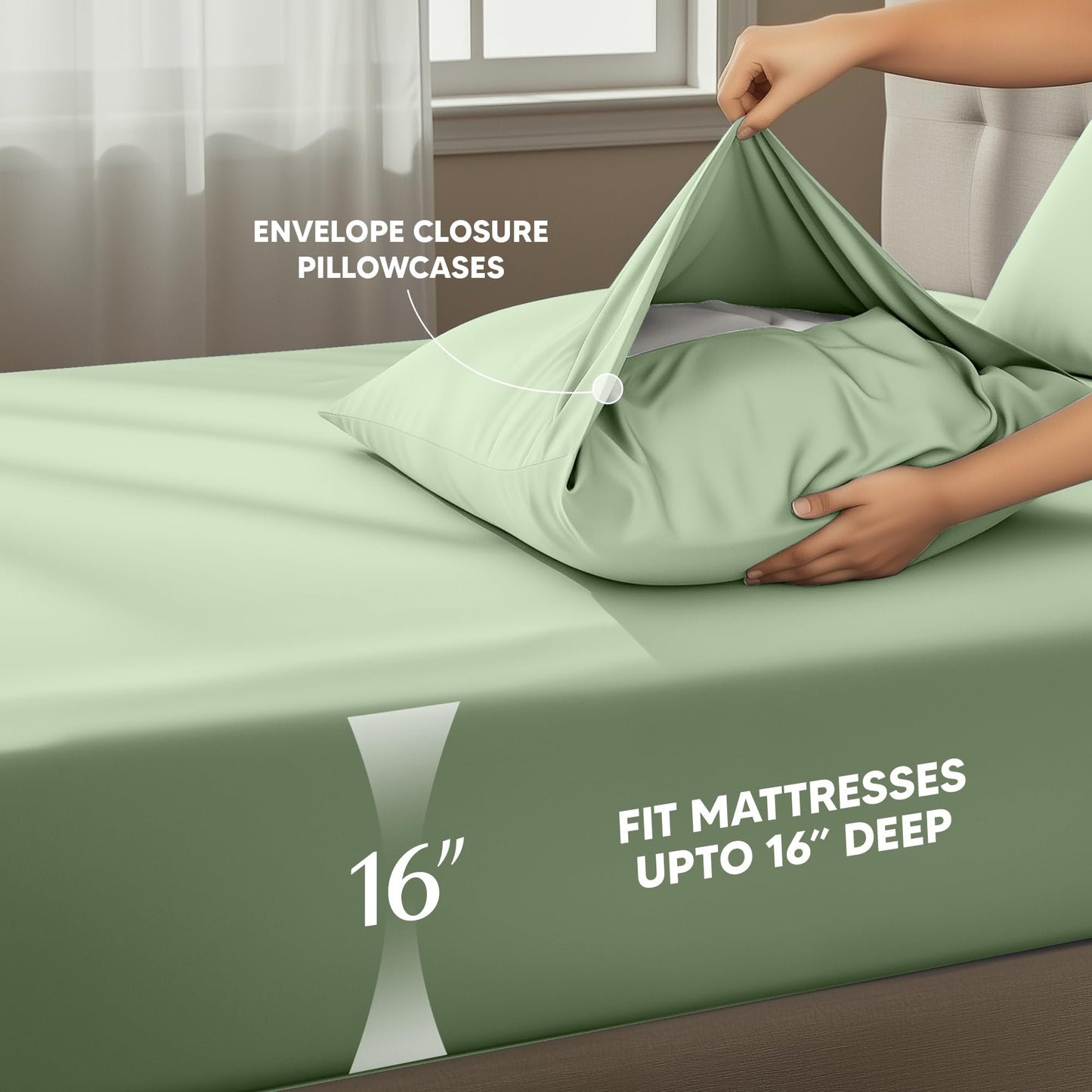 Utopia Bedding King Bed Sheet Set - 4 Piece Bedding - Soft Brushed Microfiber Fabric - Shrinkage & Fade Resistant - Easy Care (Sage)
