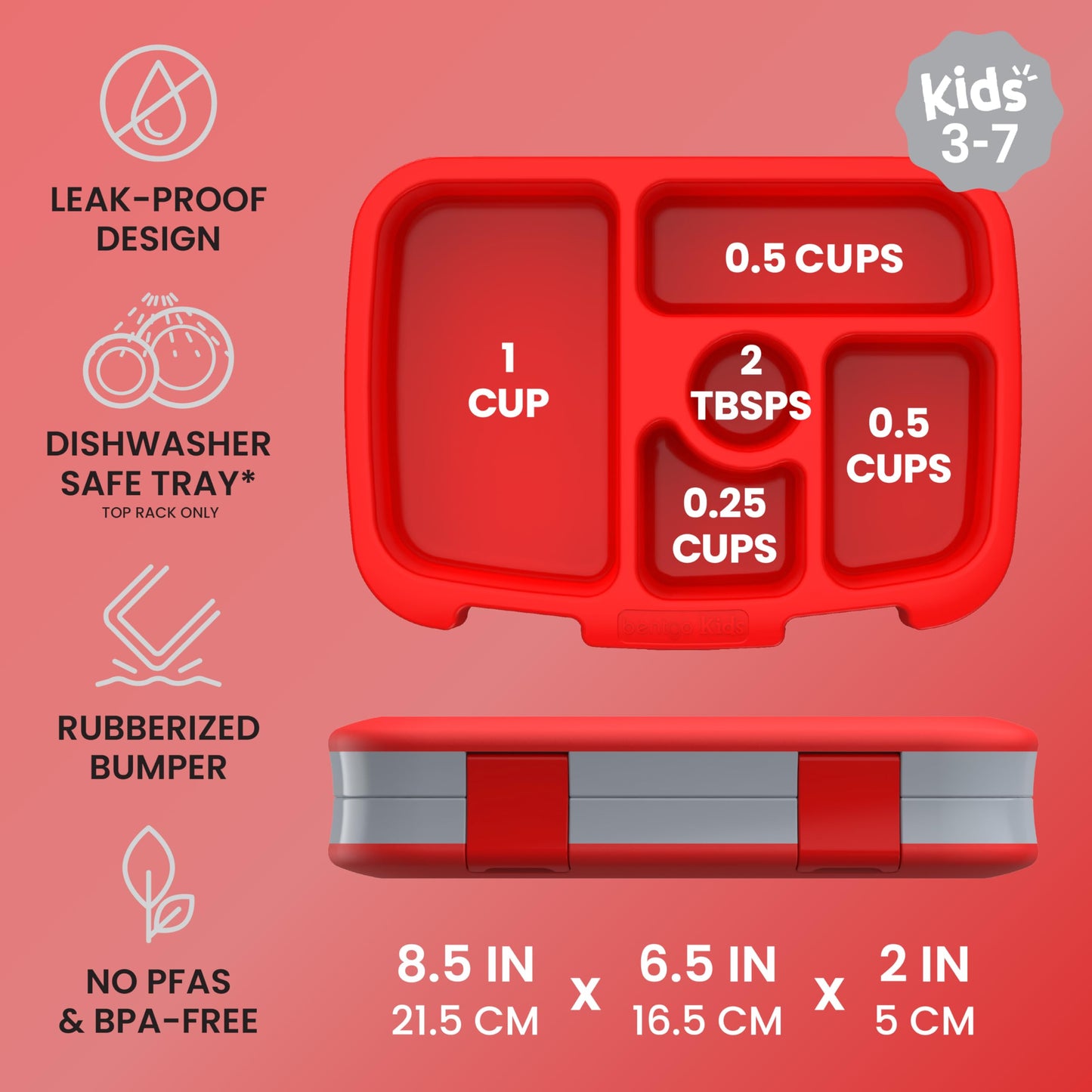 Bentgo Kids Prints Leak-Proof, 5-Compartment Bento-Style Kids Lunch Box - Ideal Portion Sizes for Ages 3 to 7 - BPA-Free, Dishwasher Safe, Food-Safe Materials - 2021 Collection (Trucks)