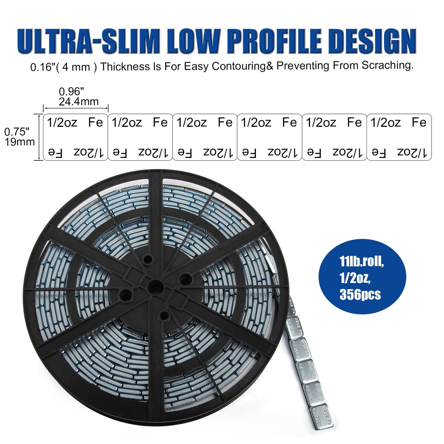JiiinMiiin Upgraded Wheel Weights 1/2oz, 0.5oz - 356PCS silver Adhesive Stick on Wheel Weights, 178 oz/Box, Perfect for Cars/Trucks/SUVs/Motorcycles