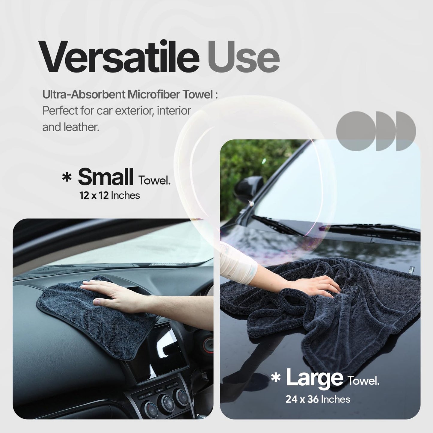 Crystal Clean 1300GSM Microfiber Towels for Cars – XL Drying Towel with Double Twisted Loop, Professional Detailing Towel Car Detailers - Quick Dry, Paint Safe & Swirl-Free