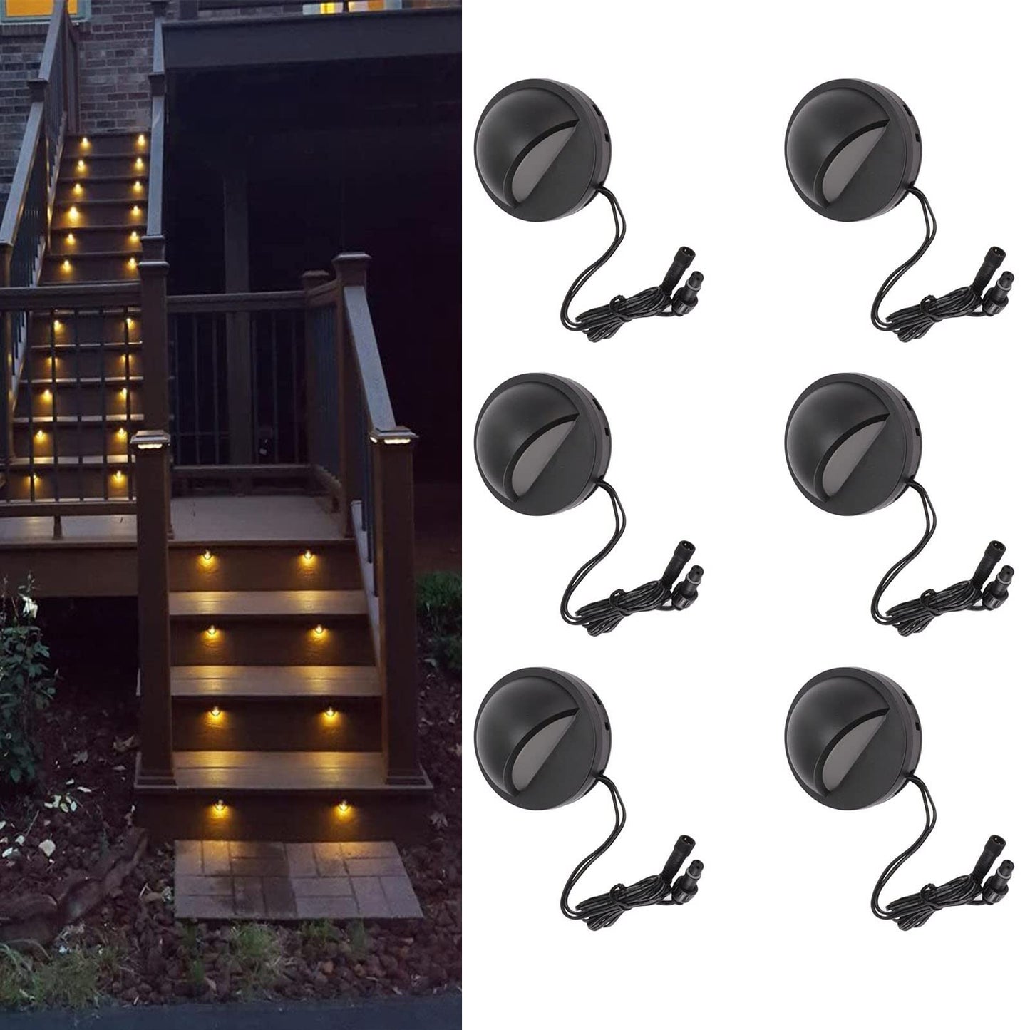 6PCS Low Voltage LED Deck Lights, Waterproof Hallway Landscape Lighting, Outdoor Accent Lighting Garden Post Fence Light, Step Fence Light for Garden Yard Path