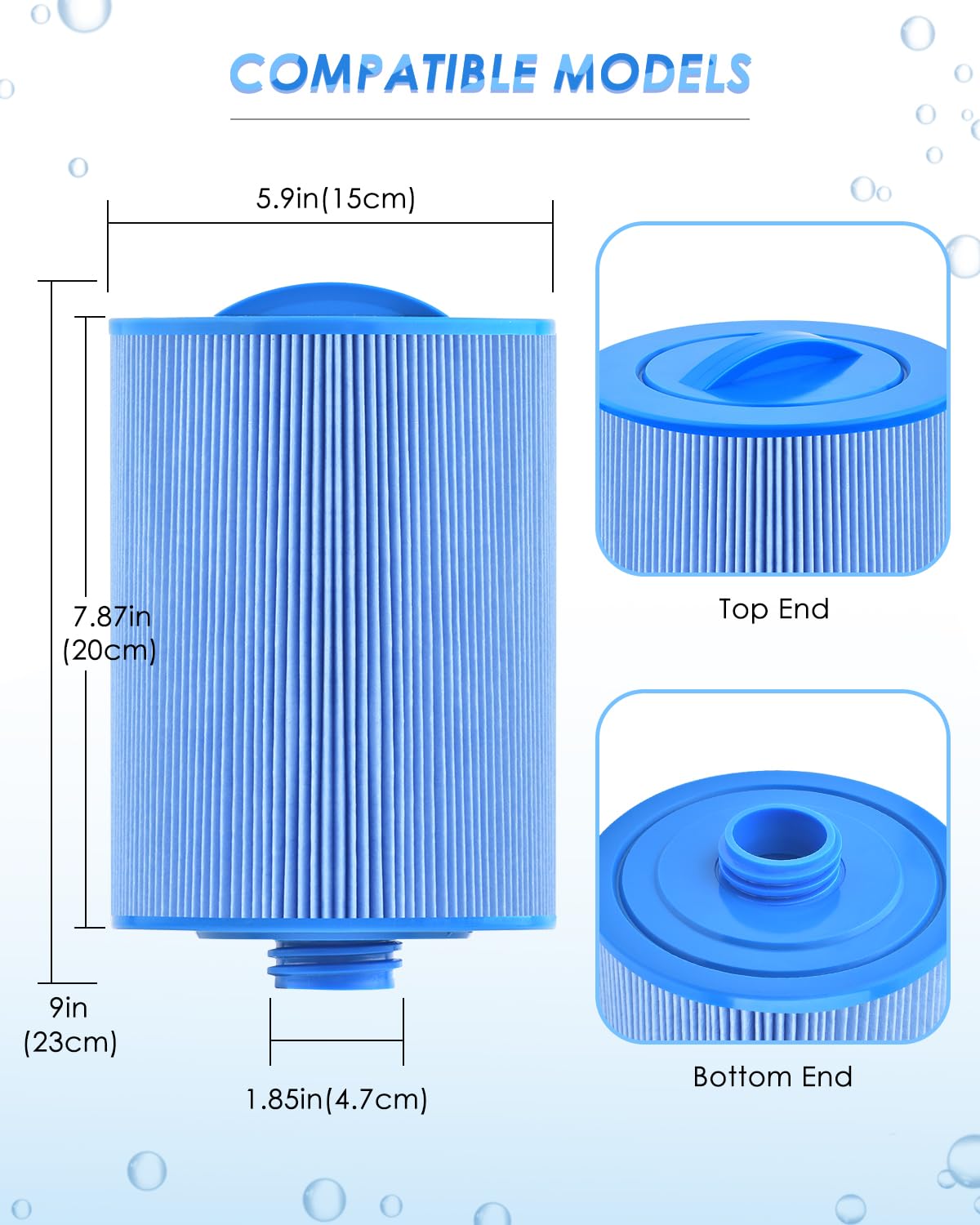 Spa Filter Replacement for Unicel 6CH-940, 2 Pack Spa Hot Tub Filter Compatible with Pleatco PWW50P3(NOT PWW50P4), Filbur FC-0359, Waterways 817-0050, 1 1/2" SAE Thread Screw in Filter