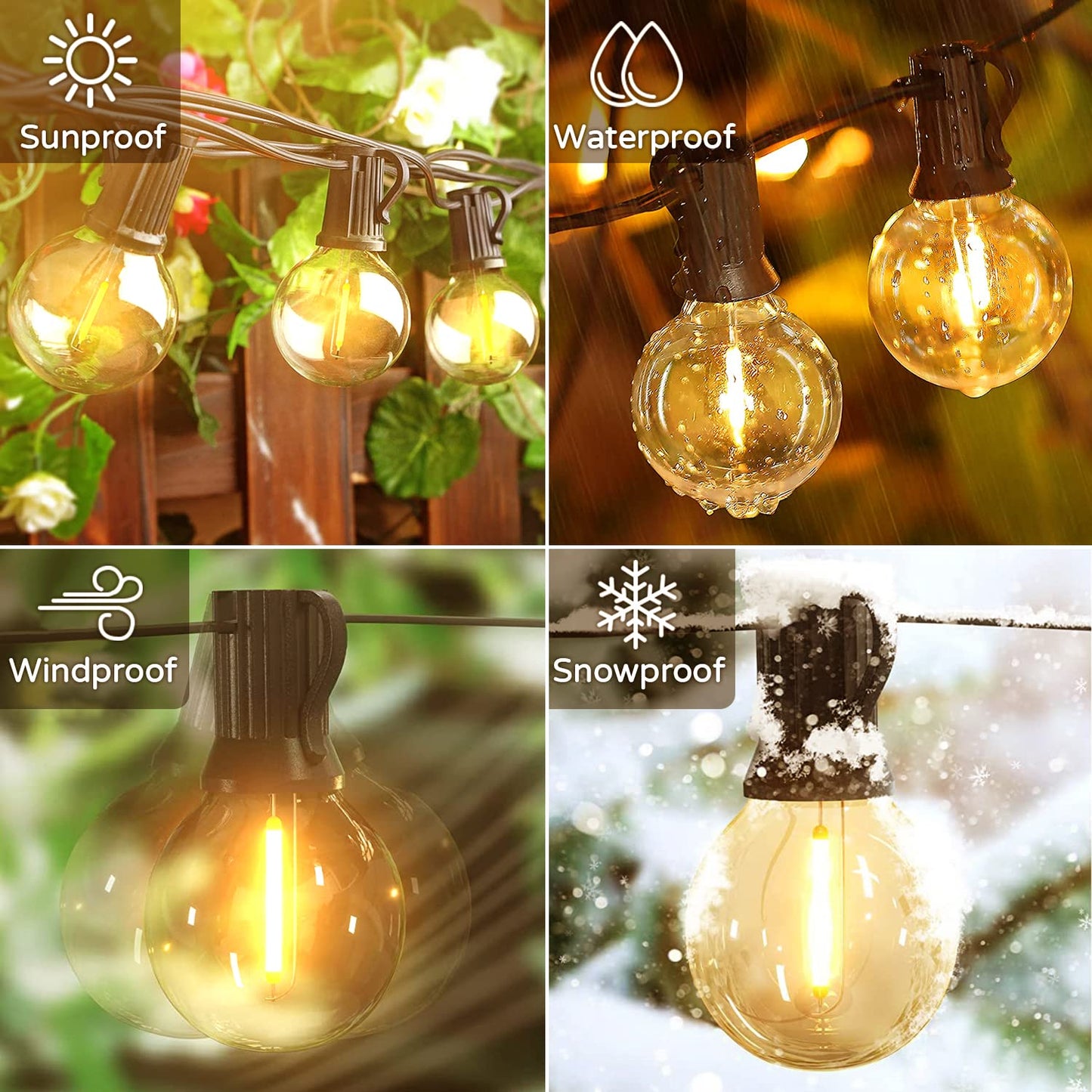 OHLUX Outdoor String Lights, 55FT G40 Globe LED Patio Lights with 26 Edison Dimmable LED Bulbs, 2200K Waterproof Connectable Hanging for Backyard Porch Cafe Party Decor, E12 Socket Base