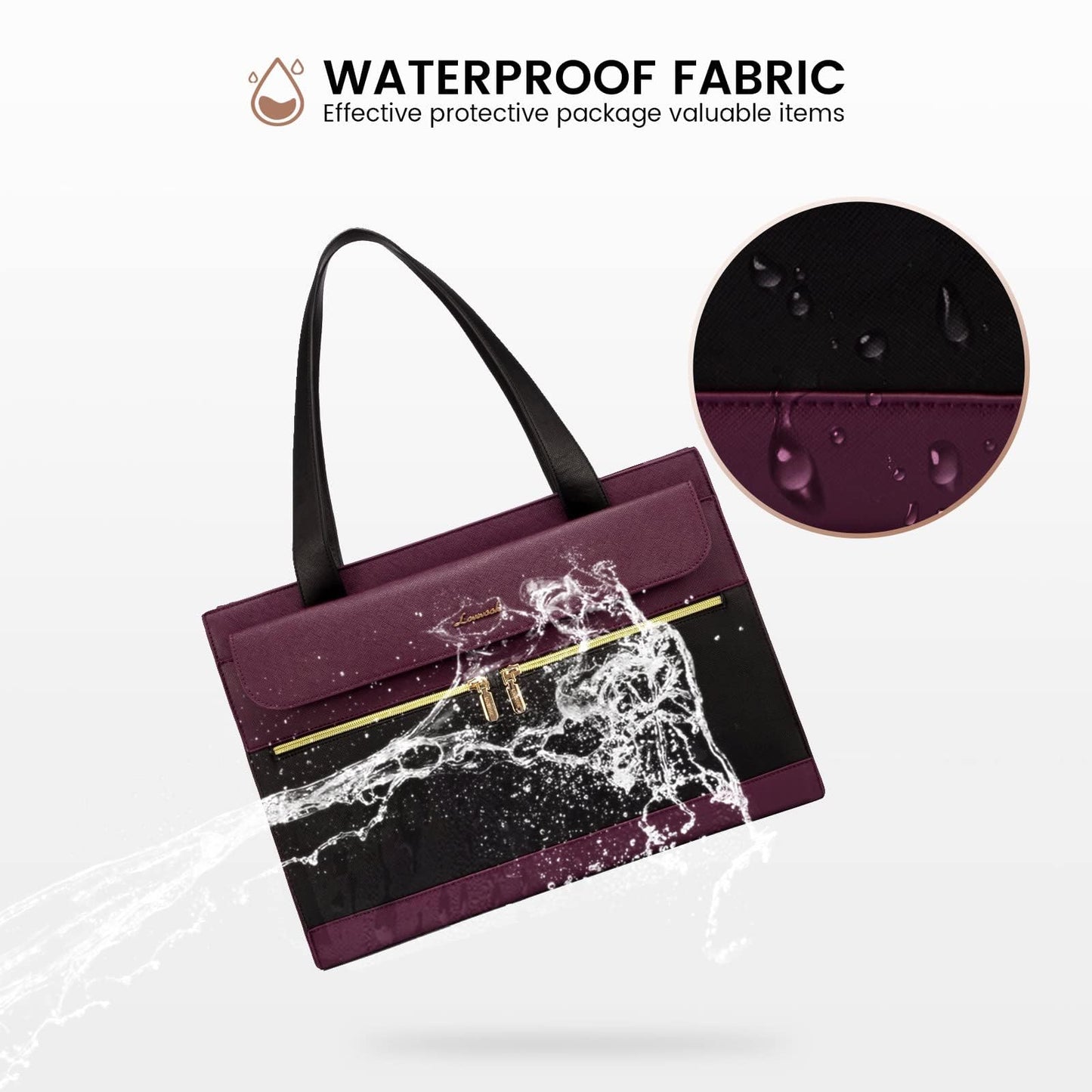 LOVEVOOK Laptop Bag for Women Leather 15.6 Inch Laptop Tote Work Bag Professional Shoulder Bag Computer Briefcase Waterproof Handbag Business Teacher Office Bag Crossbody Purse, Black-Purple