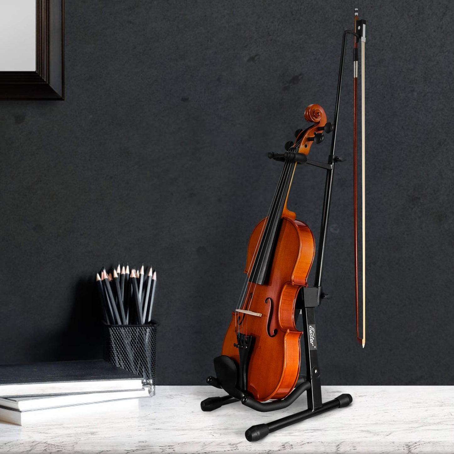 Eastar EST-006 Violin Stand Viola Stand with Bows Hook Holder Portable Adjustable