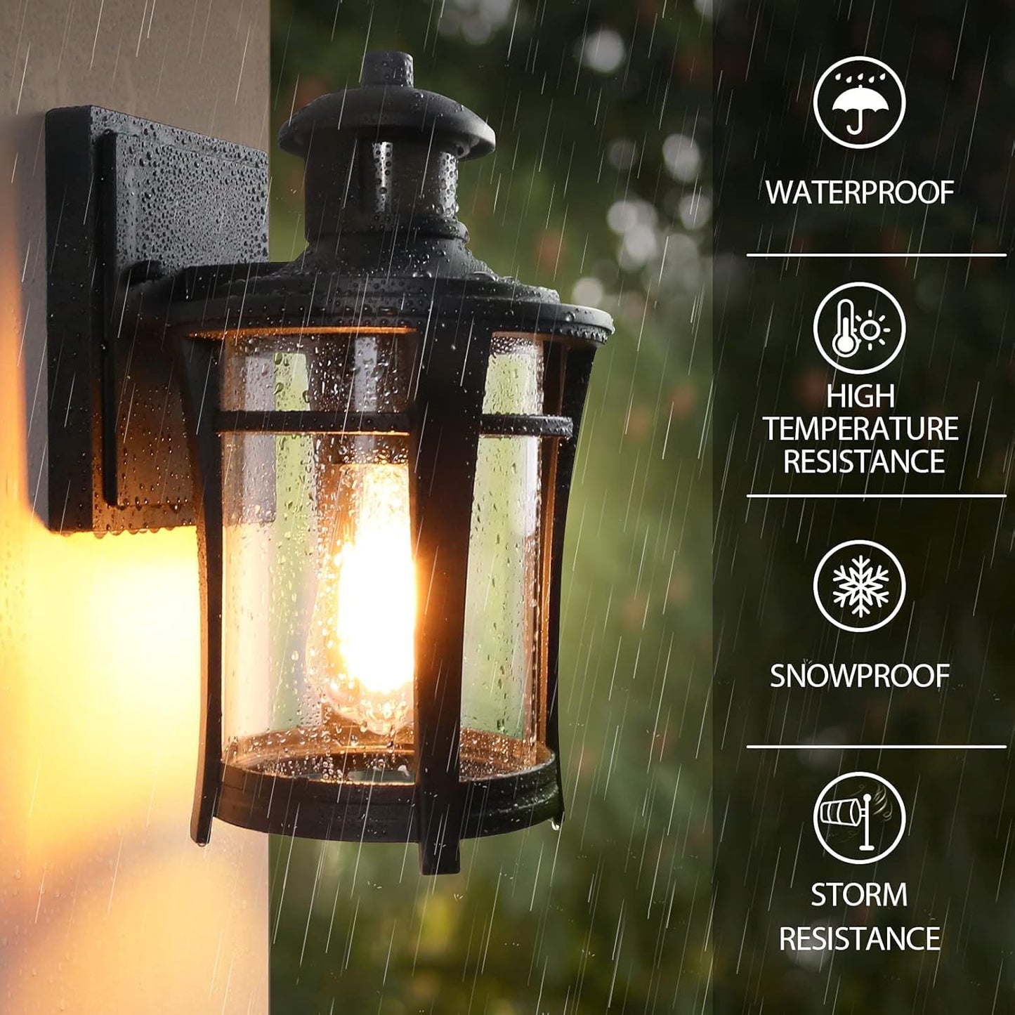 Lamomo Motion Sensor Light Outdoor, 3 Lighting Modes Exterior Porch Light Fixture, Dusk to Dawn Outdoor Wall Light, Waterproof Aluminum Anti-Rust Lantern for House Garage Entryway, Motion Activated