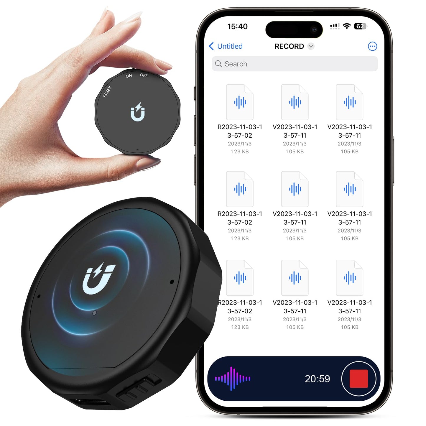 136GB (9600 Hour) Magnetic Voice Recorder - Mulukusion Voice Activated Recorder with AI-Intelligent DSP 3.0 Noise Reduction, Recording Device MP3 Records with 70 Hours Battery Time for Interviews
