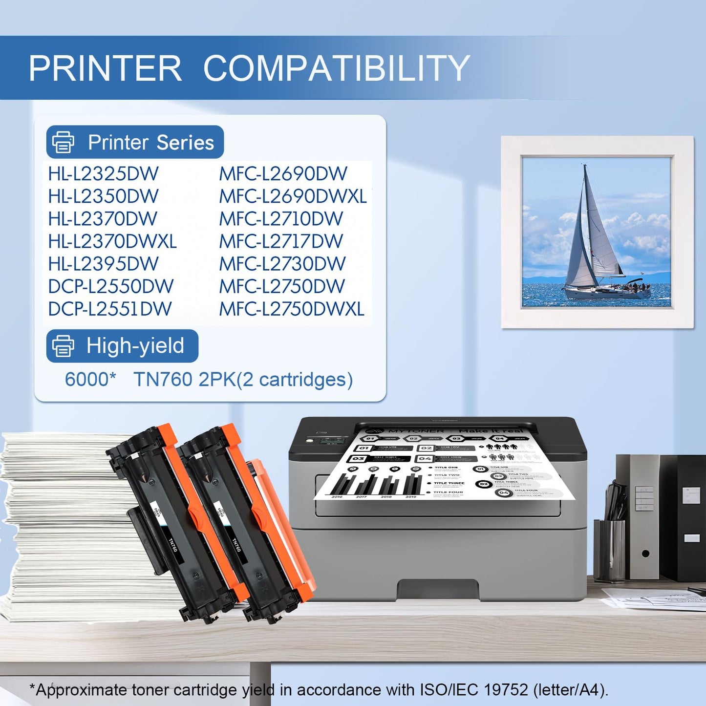 DIDAQ High Yield Black Toner Cartridge 2Pack, Compatible with Brother TN760/TN-760/TN730/DR730 for MFC-L2690, 2710, 2717, 2750, 2760DW/DCP-L2550DW/ HL-L2325, 2350, 2370, 2390, 2395DW/XL/Laser Printer