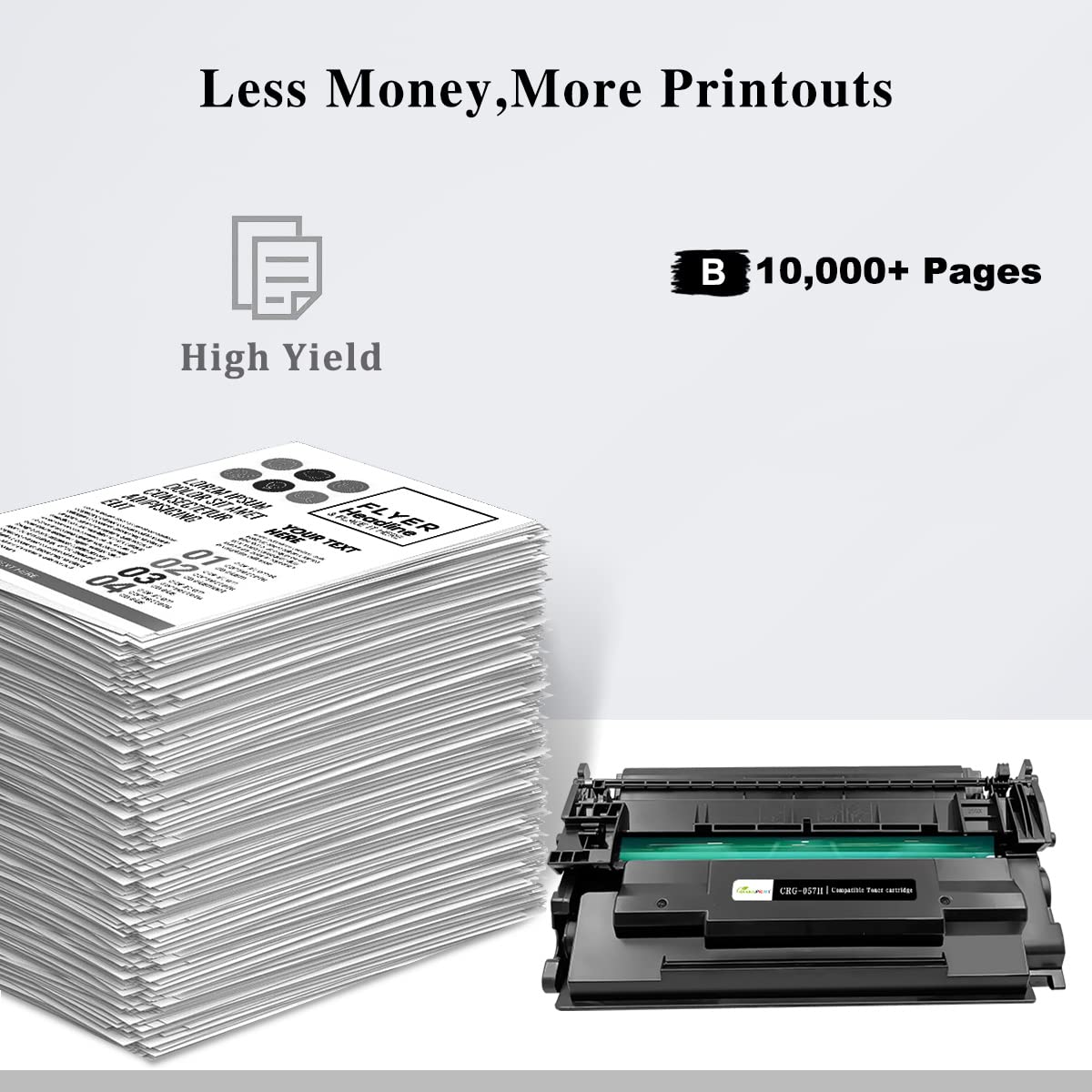 Compatible Toner Cartridge 057H (057) Black High Capacity 10000 Pages GREENPRINT for Canon MF449dw MF448dw MF445dw MF443dw LBP228dw LBP227dw LBP226dw LBP223dw Laser Printers