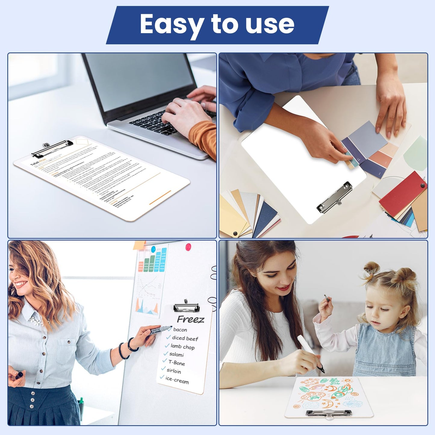 Juvealoe Dry Erase Clipboard with Pen Holder, 8.5 x 11 Double-Sided White Boards for Classroom, Teacher, Students, Kid. Size 9 x 12.5 in, School & Home Supply(Pack of 25)