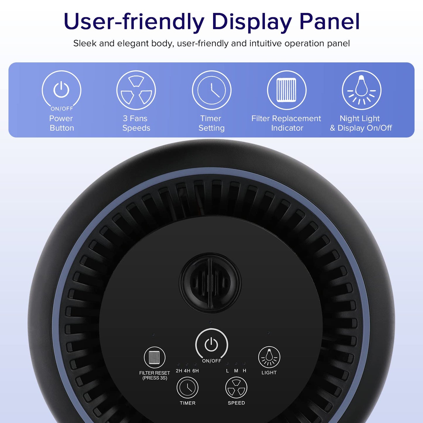 Air Purifiers for Bedroom Pets Smokers in Home, H13 True HEPA Filter Air Cleaner with Fragrance Sponge, Night Light, Timer, Effectively Clean 99.97% Smoke, Pet Dander, Airborne Particles, BS-01 Black