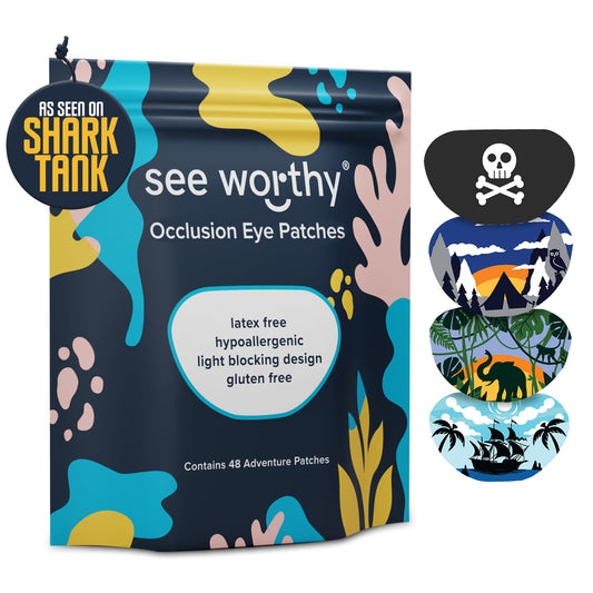 Adhesive Eyepatch for Kids & Adults - As Seen on Shark Tank - Kids Breathable, Comfortable Adventure Eyepatch for Lazy Eye - Amblyopia & Sensitive Skin Medical Eye Patches - 48 Patches by See Worthy
