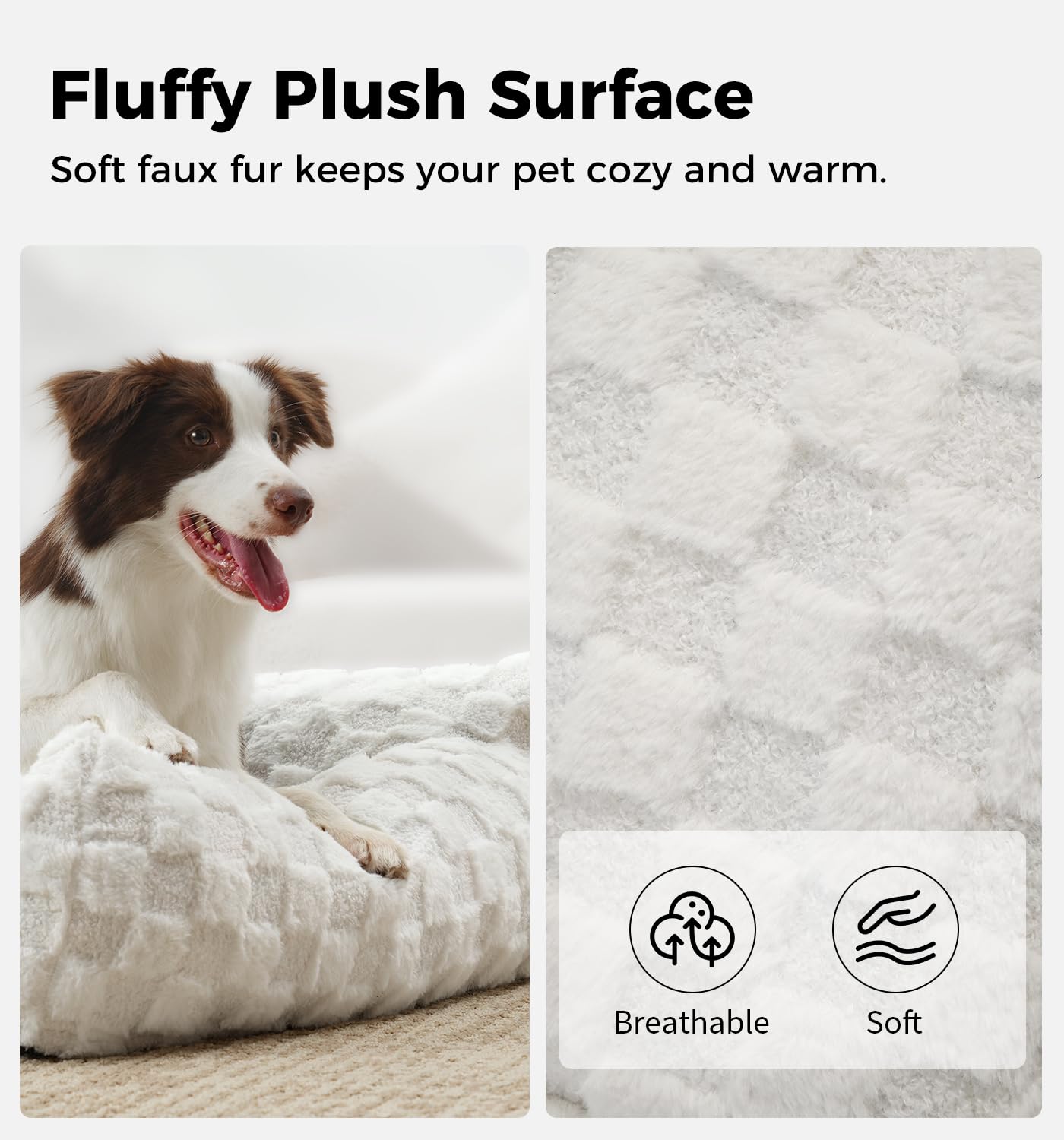 Made4Pets Cat Beds for Indoor Cats Washable Small Dog Bed for Small Cat/Dog with Non-Slip Bottom Pet Couch Sofa Fluffy 26×20×10 Inch Up to 15lbs-White