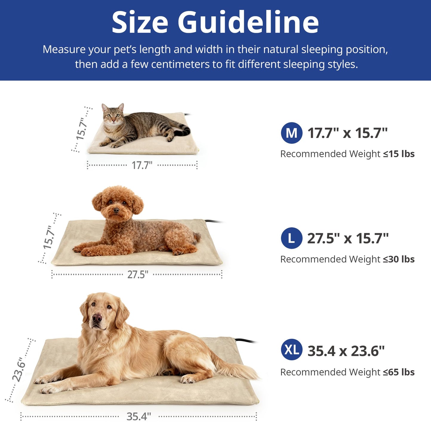NICREW Dog Heating Pad, Temperature Adjustable Heated Dog Bed with Auto Shut Off Timer, Indoor Pet Heated Bed Mat for Cats and Dogs, 27.5 x 15.7 Inches, 75W