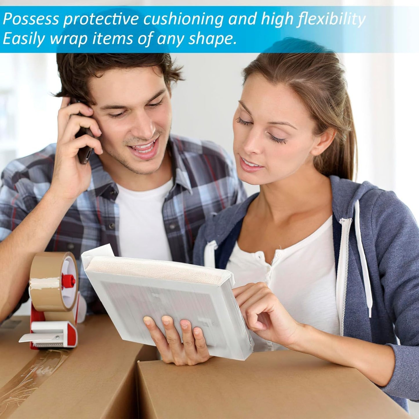 300 Pack Cushion Foam Pouches & Sheets, 4 Sizes Packing Foam Dish Packing Moving Supplies, Cushioning Wrap Sheets, Moving Foam Wrap Pouches for Protect Mug, Cup, Glasses, China, and Dishes