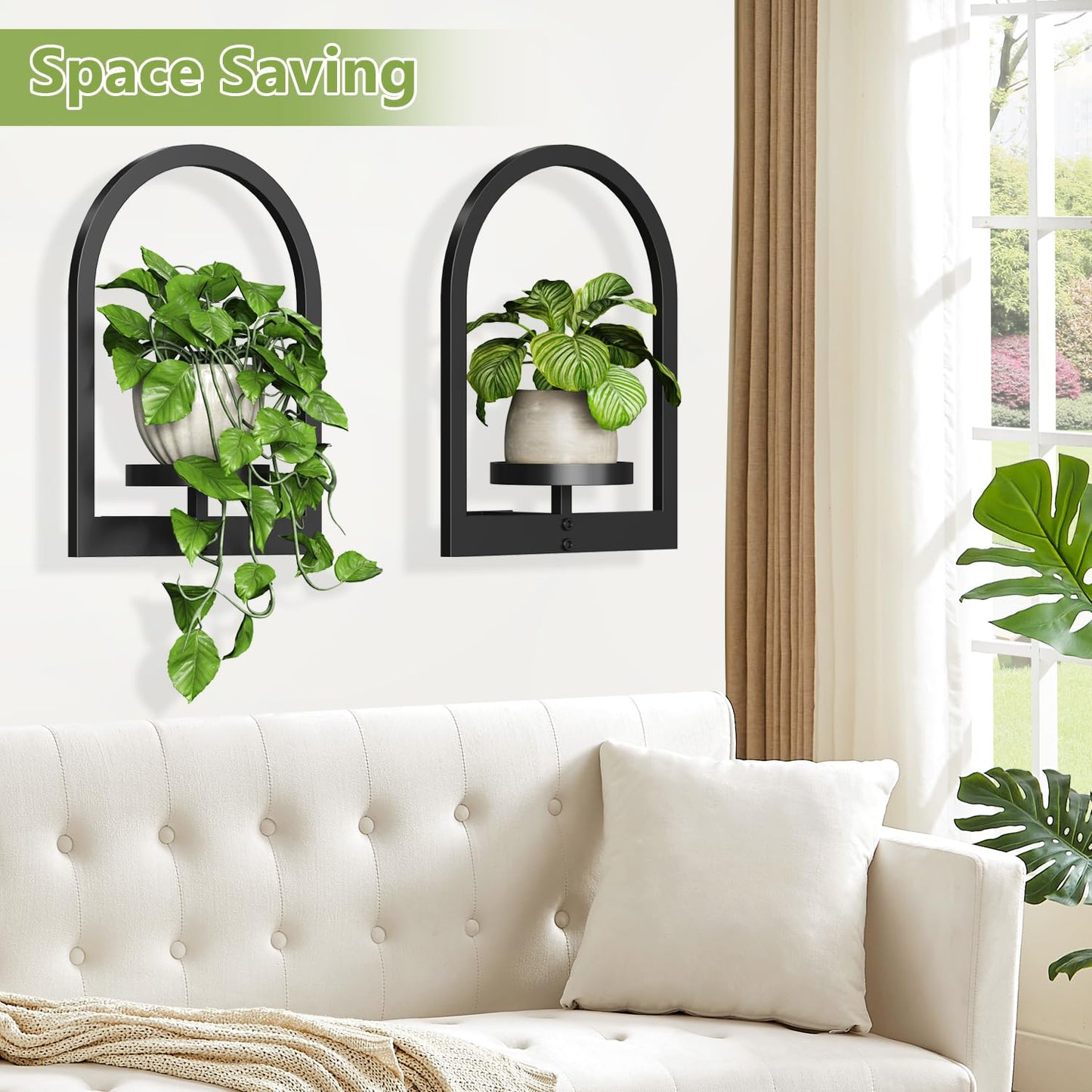 Wall Planters for Indoor Plants, 3D Floating Wall Planter for Home Decor, Picture Frame Plant Holder, Plant Shelves 2 Pack for Living Room Home Office