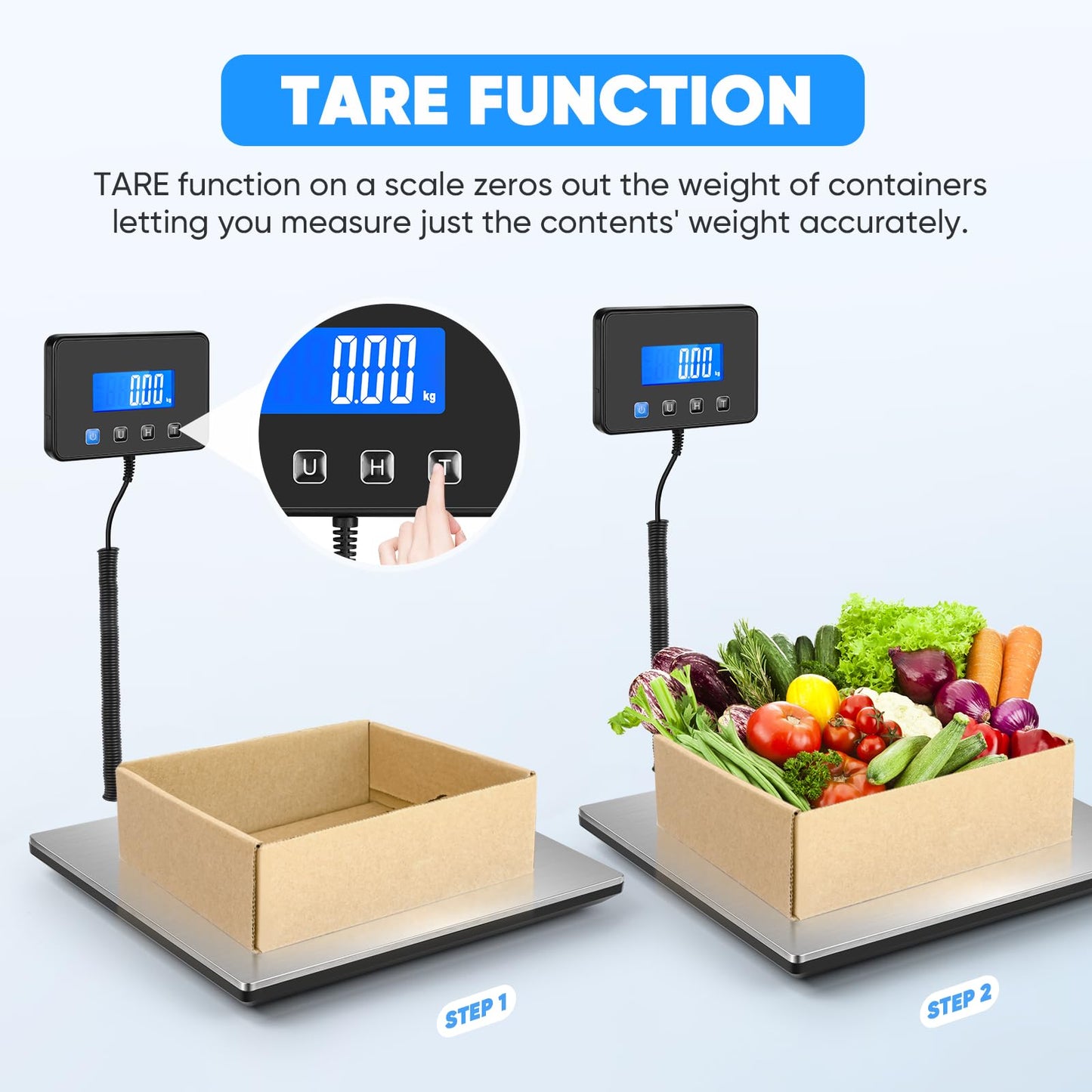 Digital Shipping Scale 300kg, Heavy Duty Postal Scales with Hold and Tare Function, Seperate Screen, Large Platform, Postage Scale for Small Business, Packages (Silver)