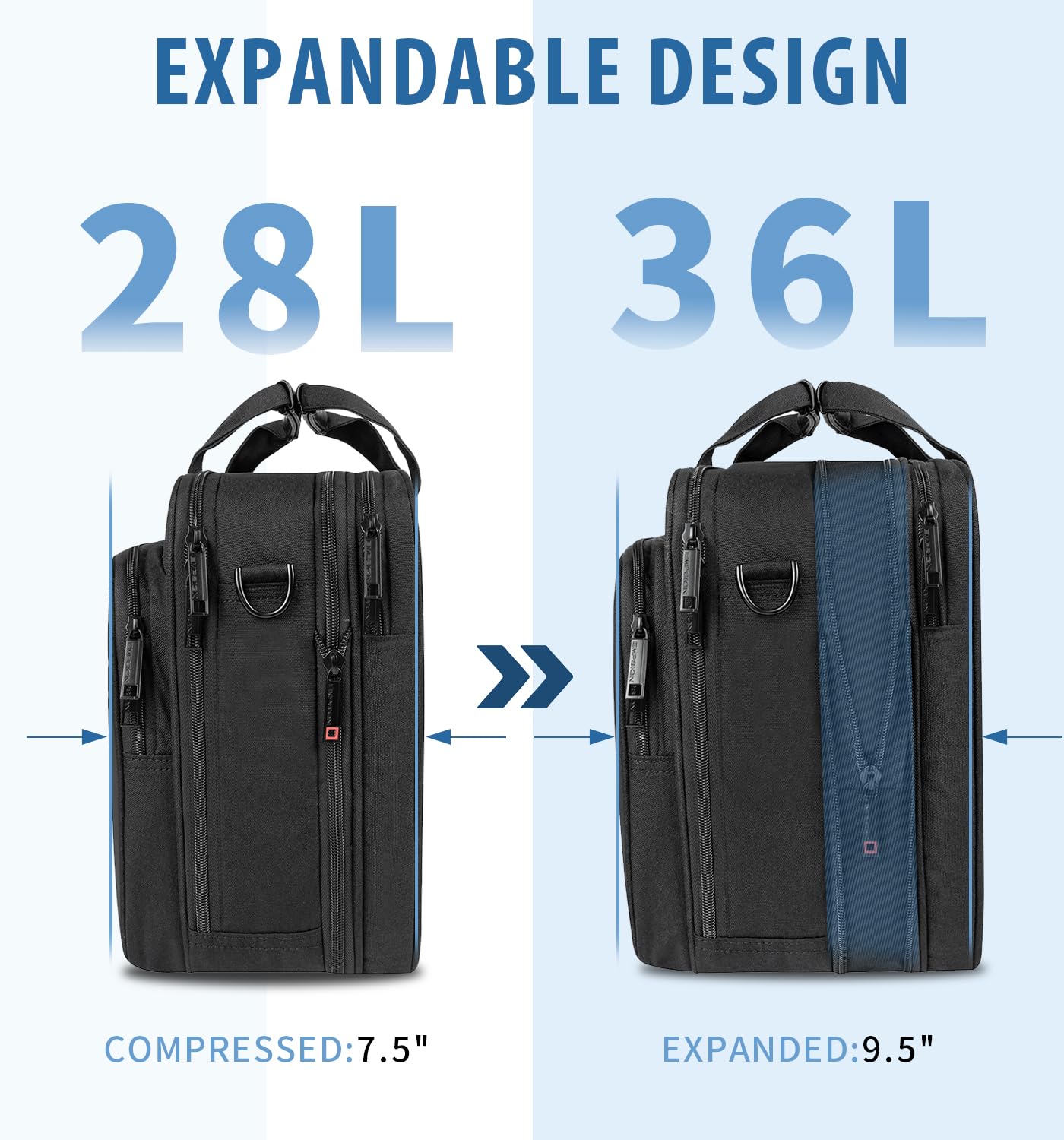 EMPSIGN Laptop Case Briefcase, 17.3 Inch Laptop Bag Expandable Messenger Bag for Men & Women Water Repellent, RFID Blocking Shoulder Bag Canvas Bag for Work, Business Commute Travel School-Black