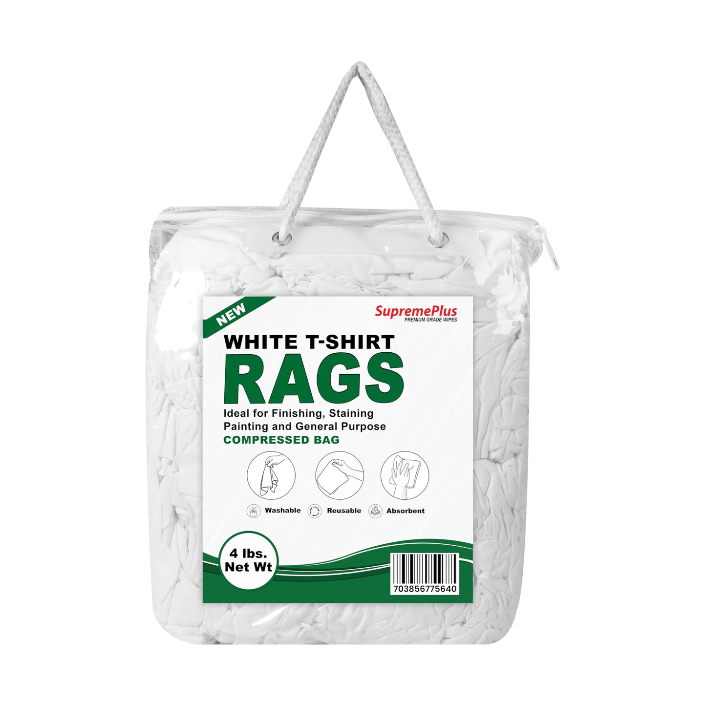 SupremePlus Premium White T-Shirt Cleaning Rags (4 lbs. Bag of Rags) – White Cotton Rags for Cleaning, Staining, Painting, Oil, Grease & Dust Removal – Shop Rag Bulk