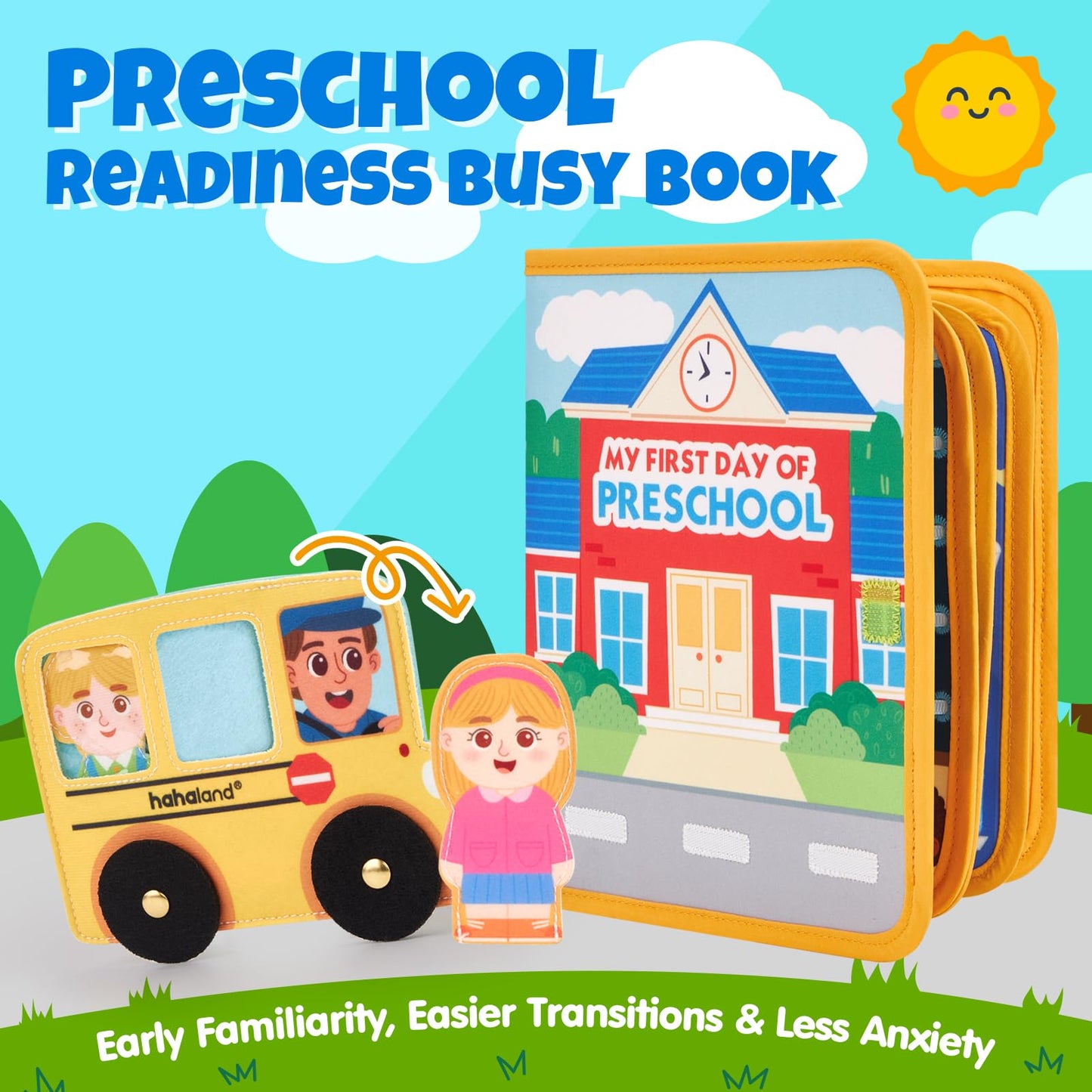 hahaland Preschool Busy Books for Toddlers 2-4 - Montessori Toddler Busy Board for 2 3 Year Old, 20 in 1 Quiet Book Educational Toddler Toys for 1 2 3 Year Old Boy Girls Gifts